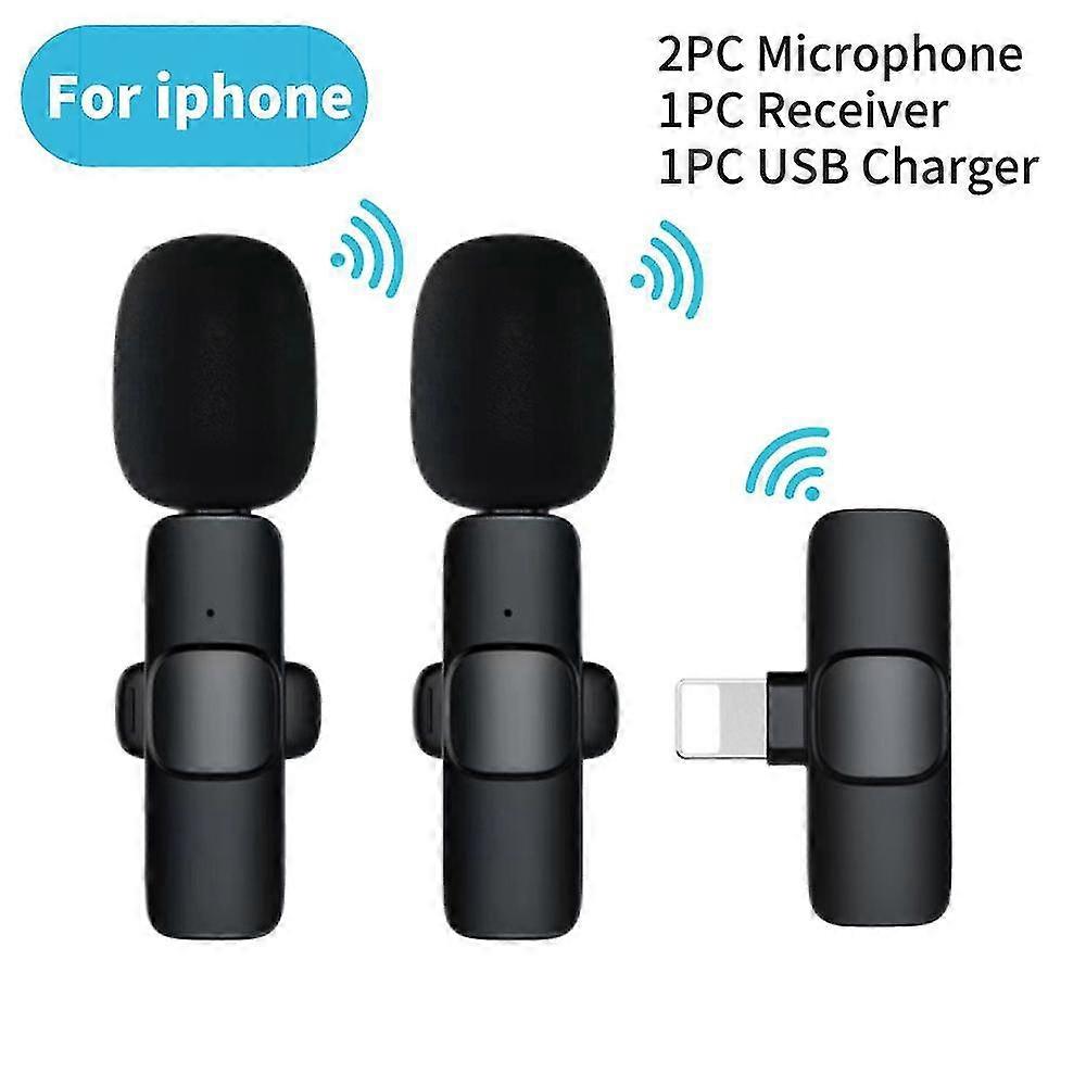 Wireless Lavalier Microphone 1 Audio Receiver + 2 Mic for Gaming, Vlogging, Live Streaming, Compatible with Phone Type-C Plug-and-Play