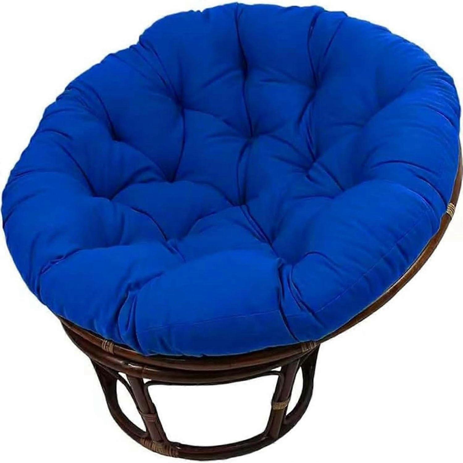 Round Papasan Chair Cushion Outdoor/Indoor Floor Cushion (Deep Blue, 130x130cm)