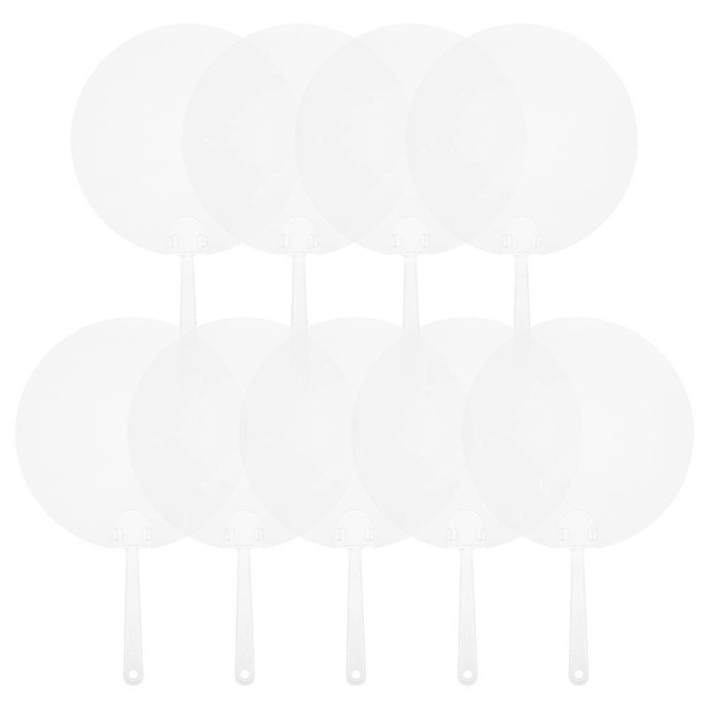 Handhållna fläktar DIY tomma fläktar Transparent målning cirkulär plast för sommaraktiviteter 9st