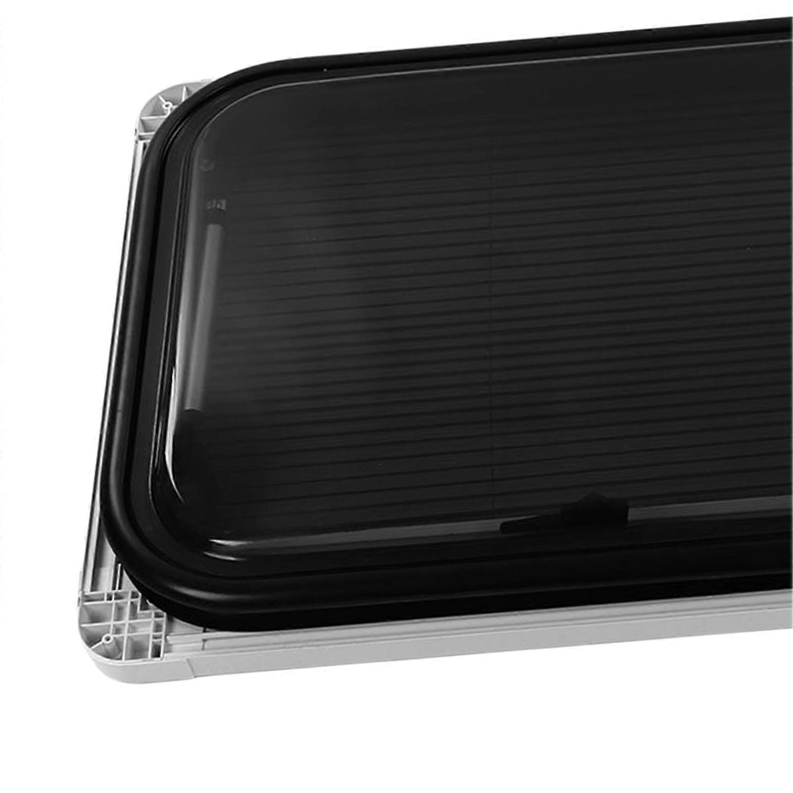 RV Push Out Window L1000 H500mm with Sunshade Curtain 75° Opening Angle Acrylic Glass Anti UV Aluminum Alloy Support Rod