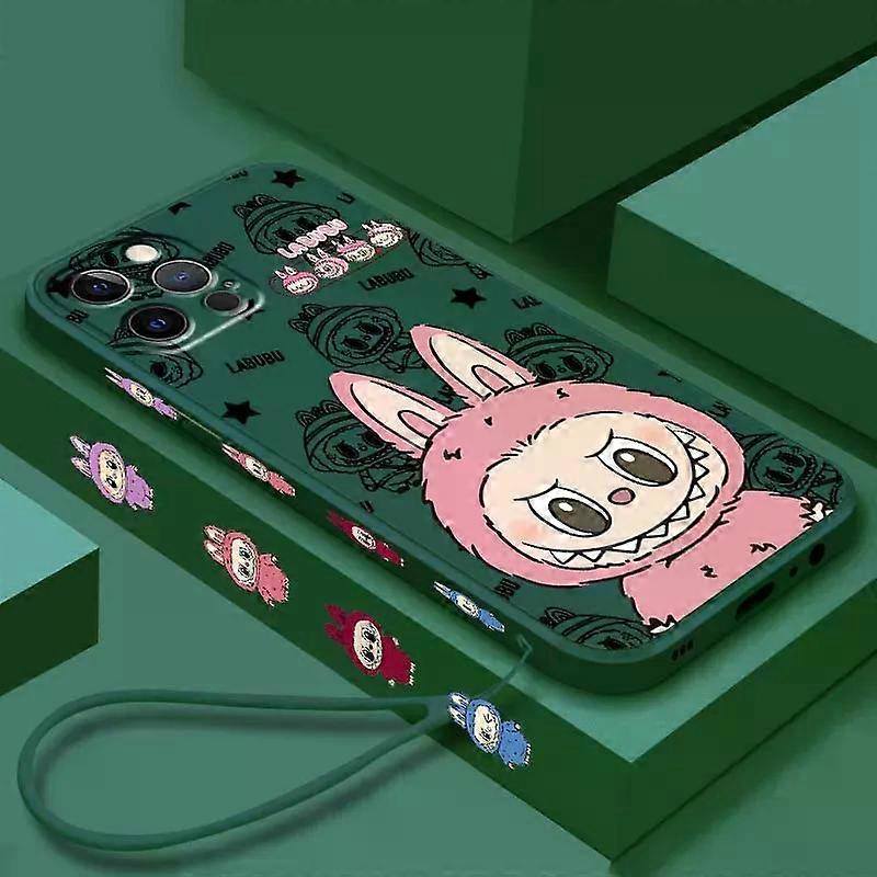 Electronics Cute Cartoon L- Luxury Phone Case For Apple iPhone 16 15 14 13 12 11 XR XS X Pro Max Plus Liquid Left Rope Soft Cover