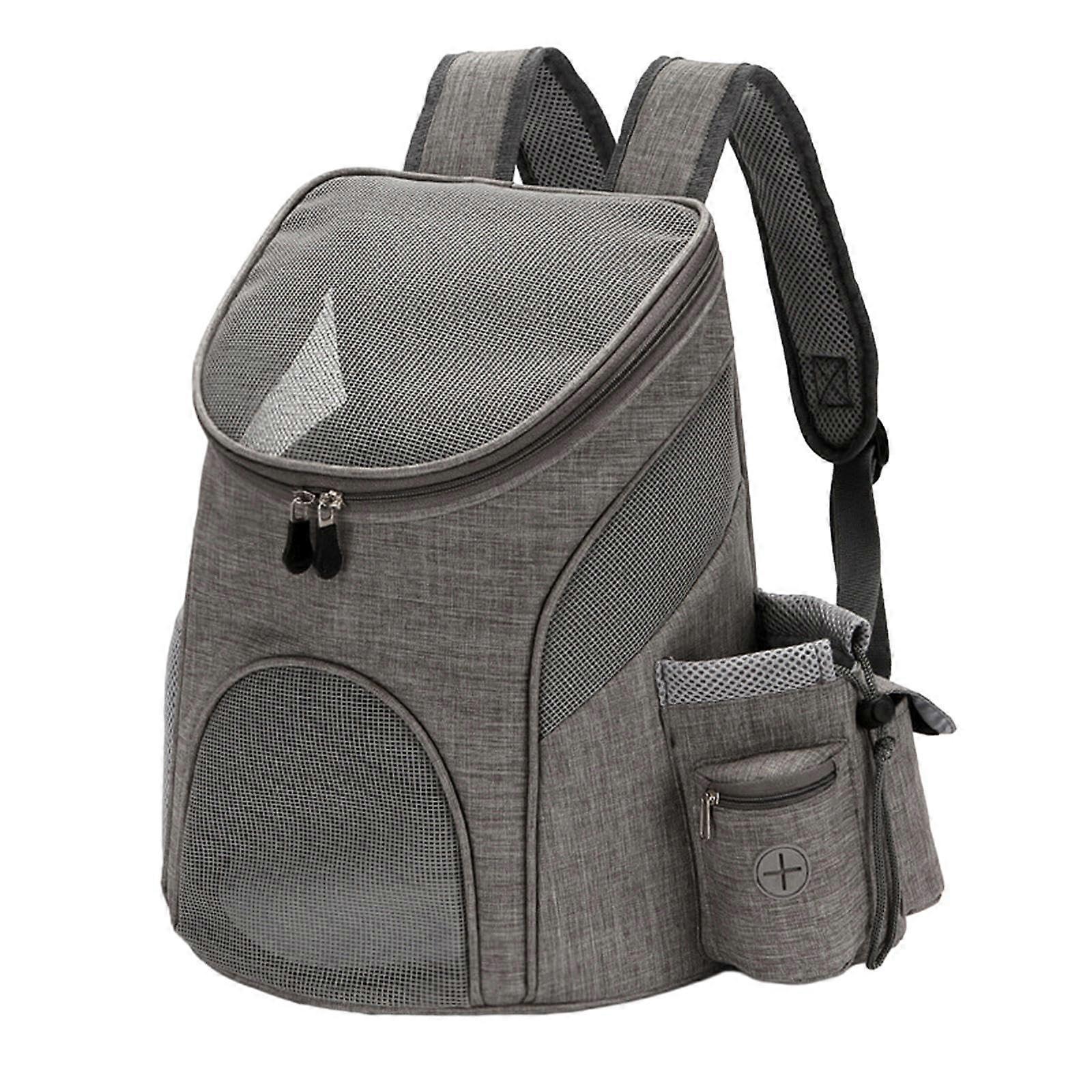 Pet Front Backpack Carrier, Portable, Breathable, Foldable, Travel Pet Rucksack with Zipper, Gray, Size L