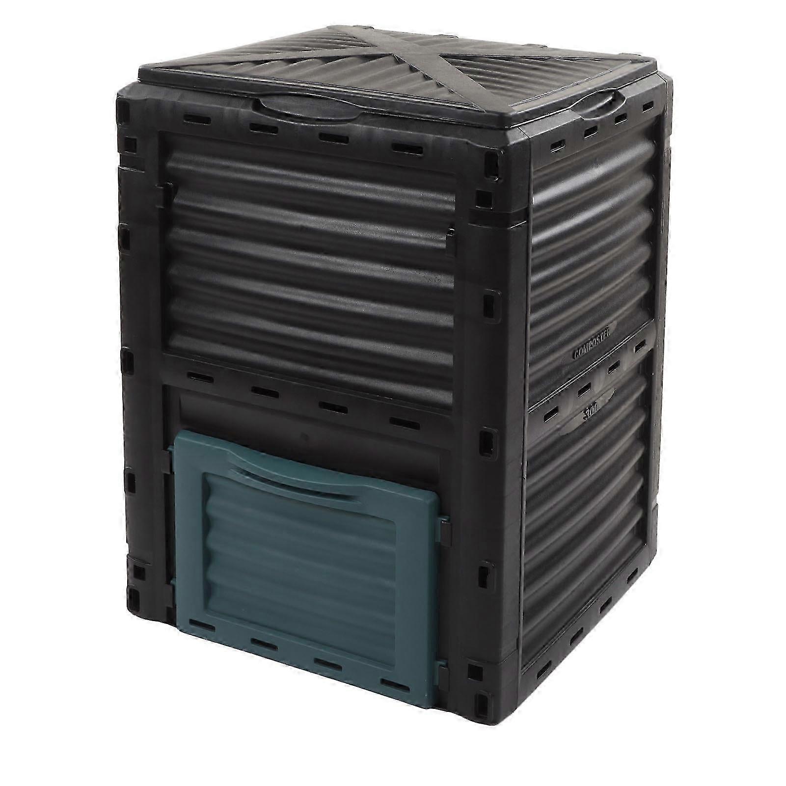 Compost Bin Composter 300l Capacity Hinged Upper Cover With Vent For Kitchen Garden