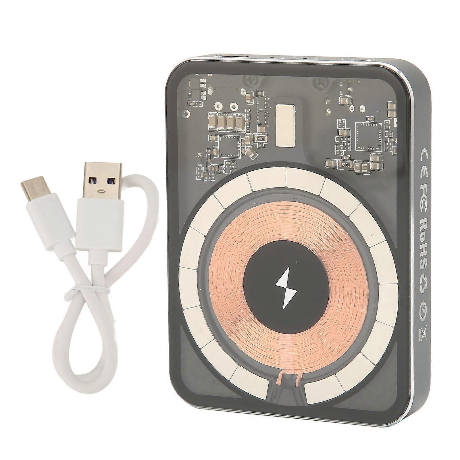 Mini Magnetic Wireless Power Bank Portable Charger Built in NTC Temperature Sensor Transparent Shell for Cell Phone