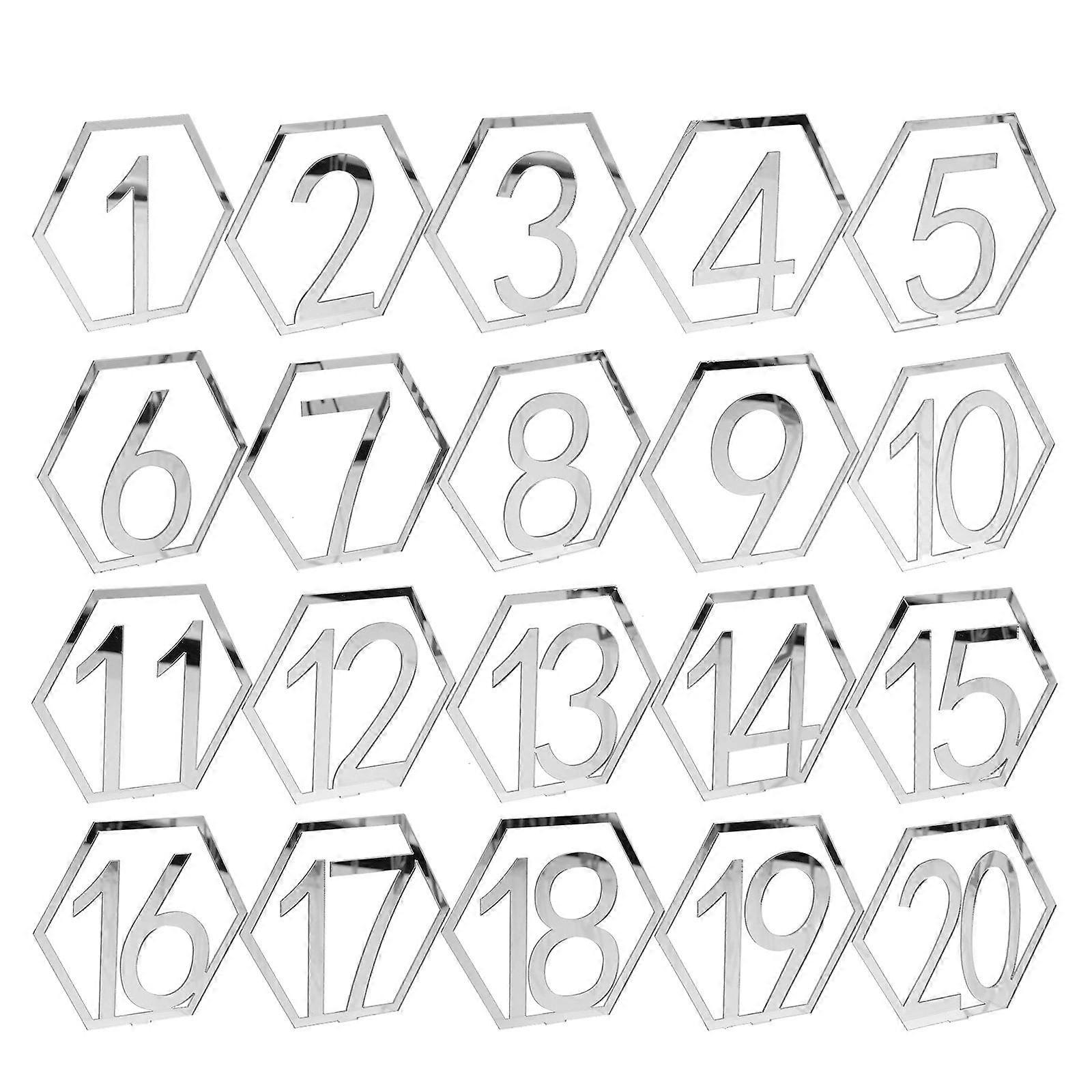 Table Markers For Wedding Decorative Number Marking Distinguish Tables 4.32X3.73X1.18 In Silver 20Pcs