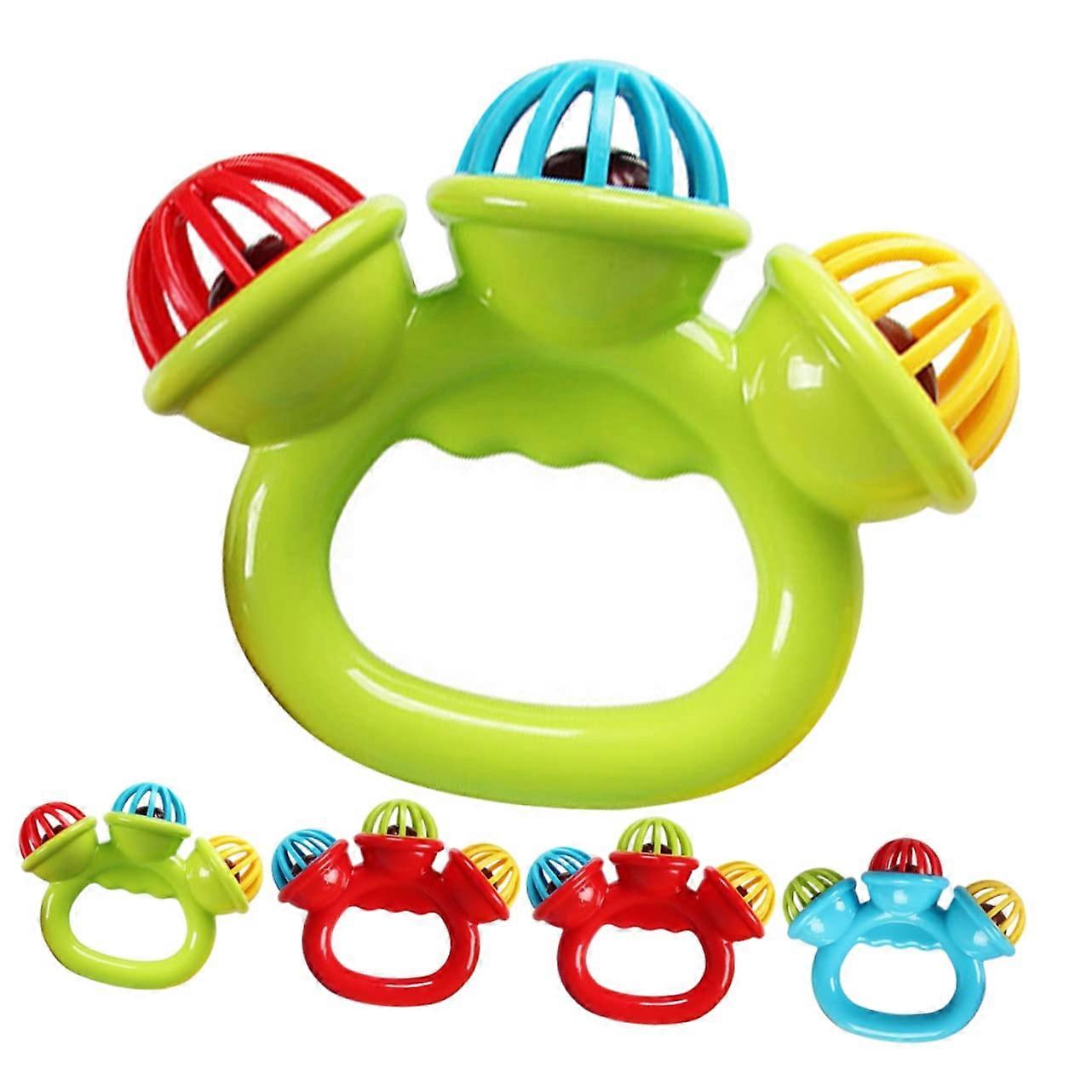 5 Pieces Hand Bell Baby Monitor Toddler Newborn Capture Shake Teething Chewing Hand Rattles Portable Pacification Plastic