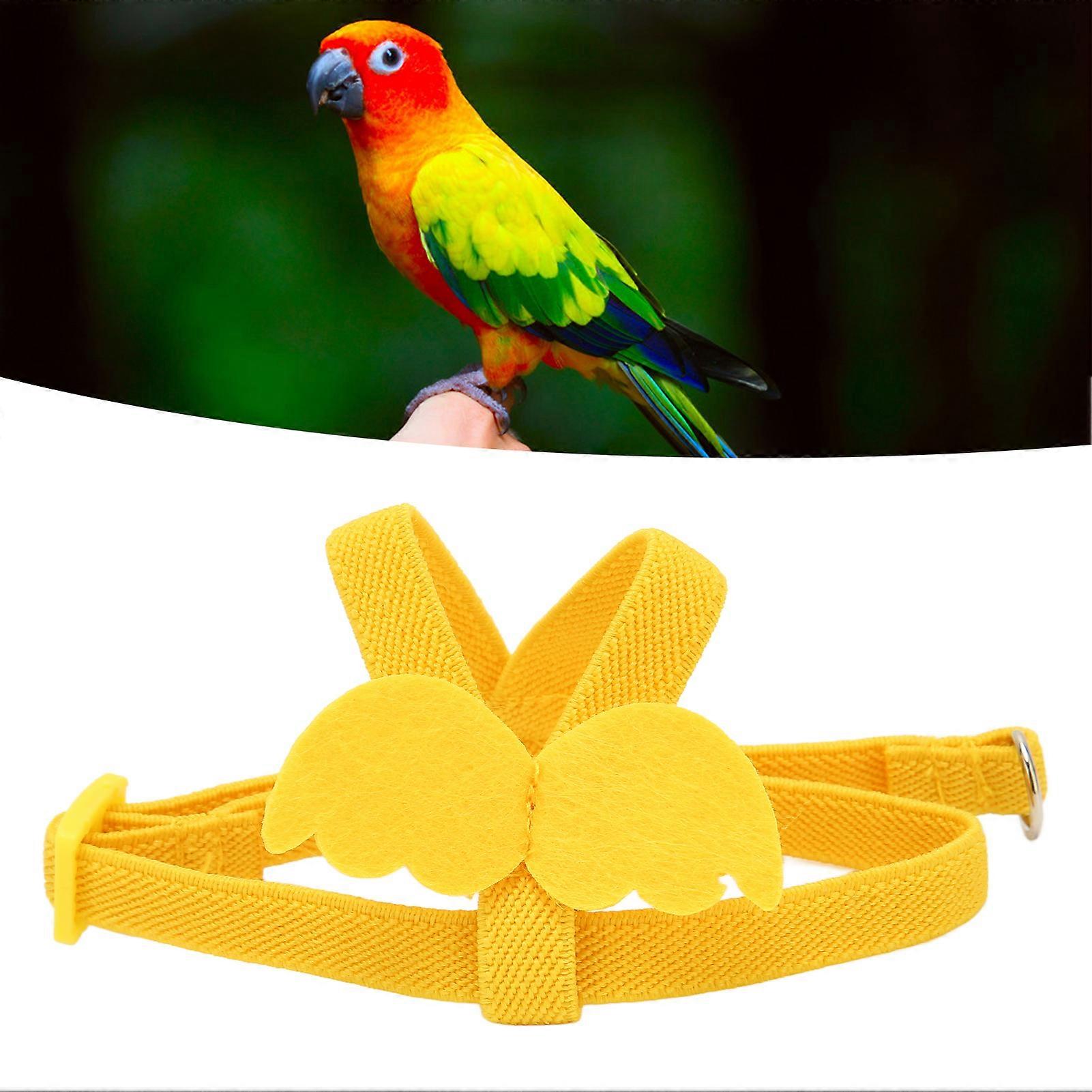 Bird Harness Flying Guide Leash Flight Elastic Training Traction Rope for Parrot XS 25.5cm / 10.04in Yellow