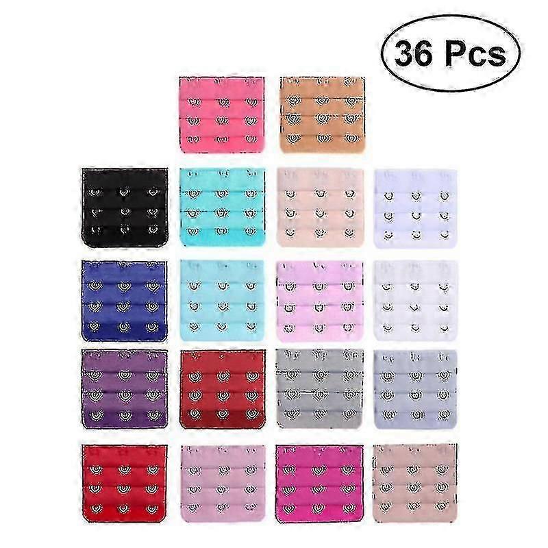 36 Pieces Womens Bra Extenders Brassiere Extension Hooks 2 Hooks And 3 Hooks (18 Colors)