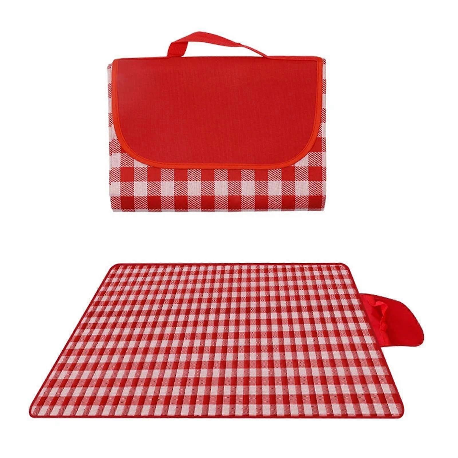 Waterproof picnic blanket, large beach mat, portable, foldable, red