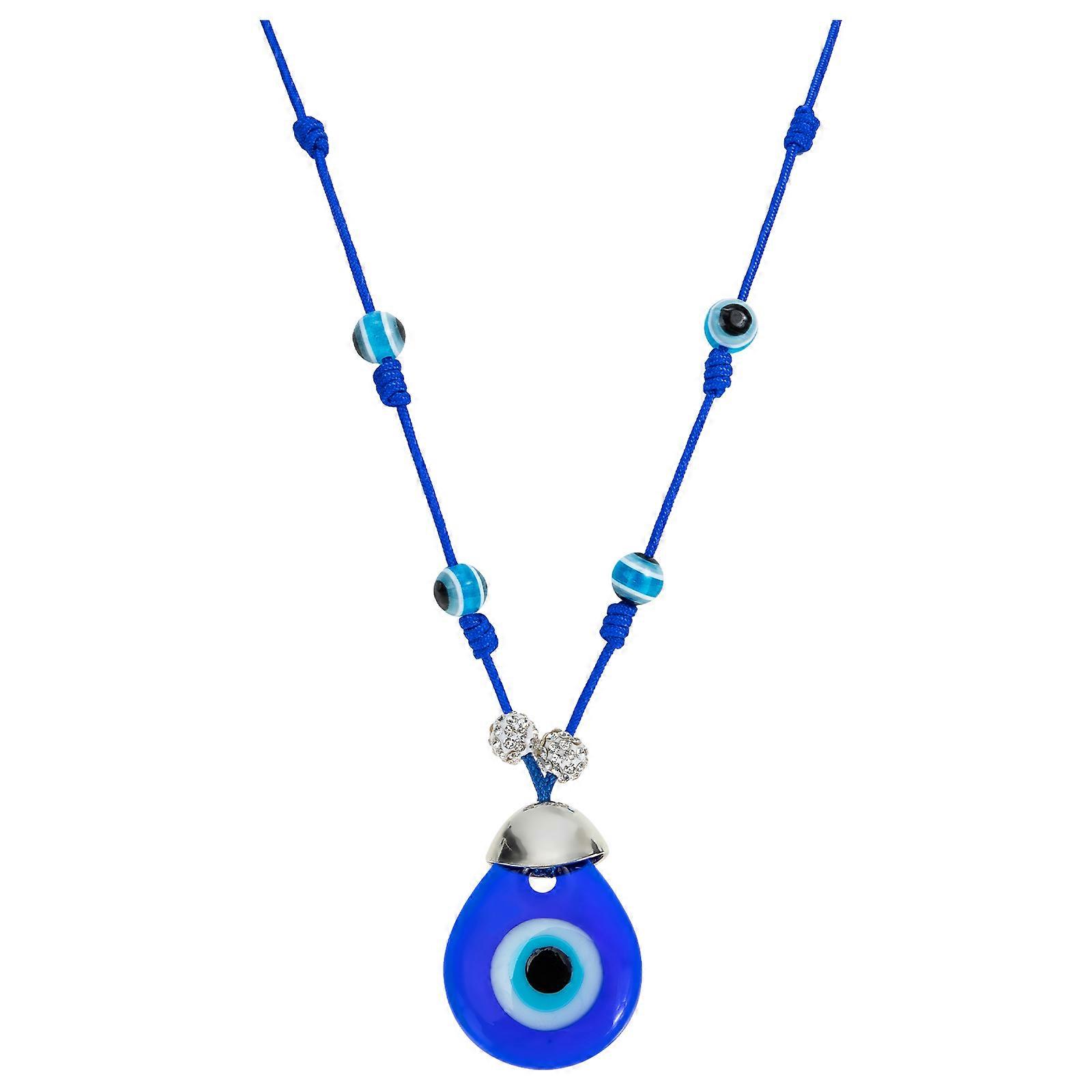 Blue Evil Eye Pendant Necklace for Men Made of Smooth Glass Suitable for Decor and Various Occasions 0.5 inch