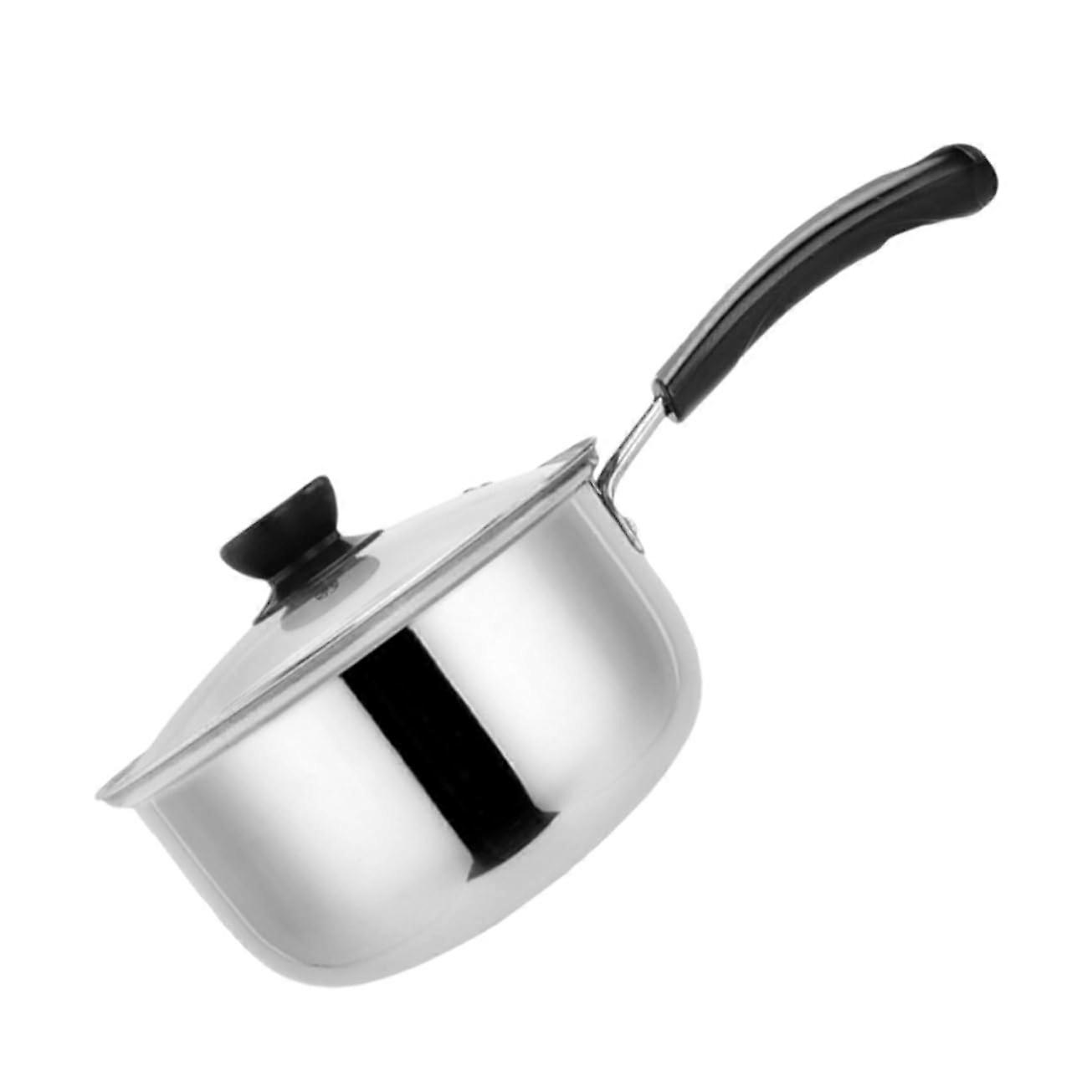Stainless Steel Pan with Handle Soup Cooking Pot for Pasta Kitchen Pot ScaldProof Handle Random Lid Style