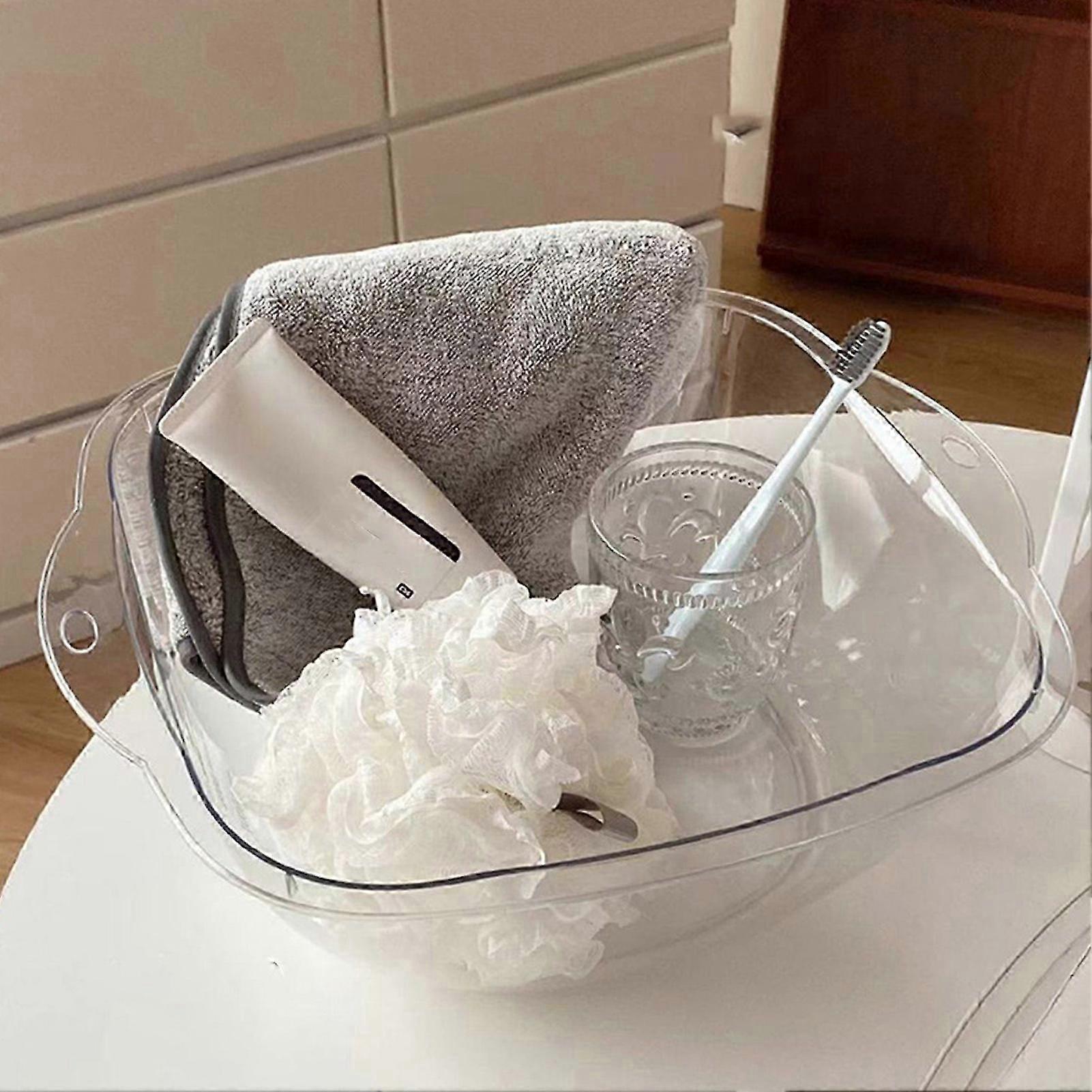 Multifunctional Transparent Plastic Washbasin - Thickened & Durable Clear Face Basin for Home, Dormitory & Travel �C Stylish and Simple Desig