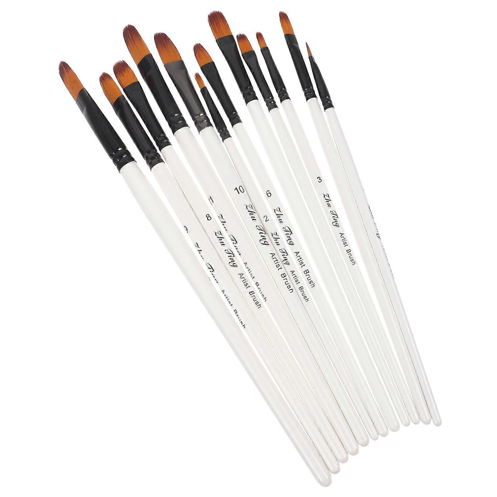 Επαγγελματικό σετ πινέλων βαφής για λάδι ακουαρέλας ακρυλικό νάυλον τρίχας στρογγυλής μυτερής άκρης 12τμχ