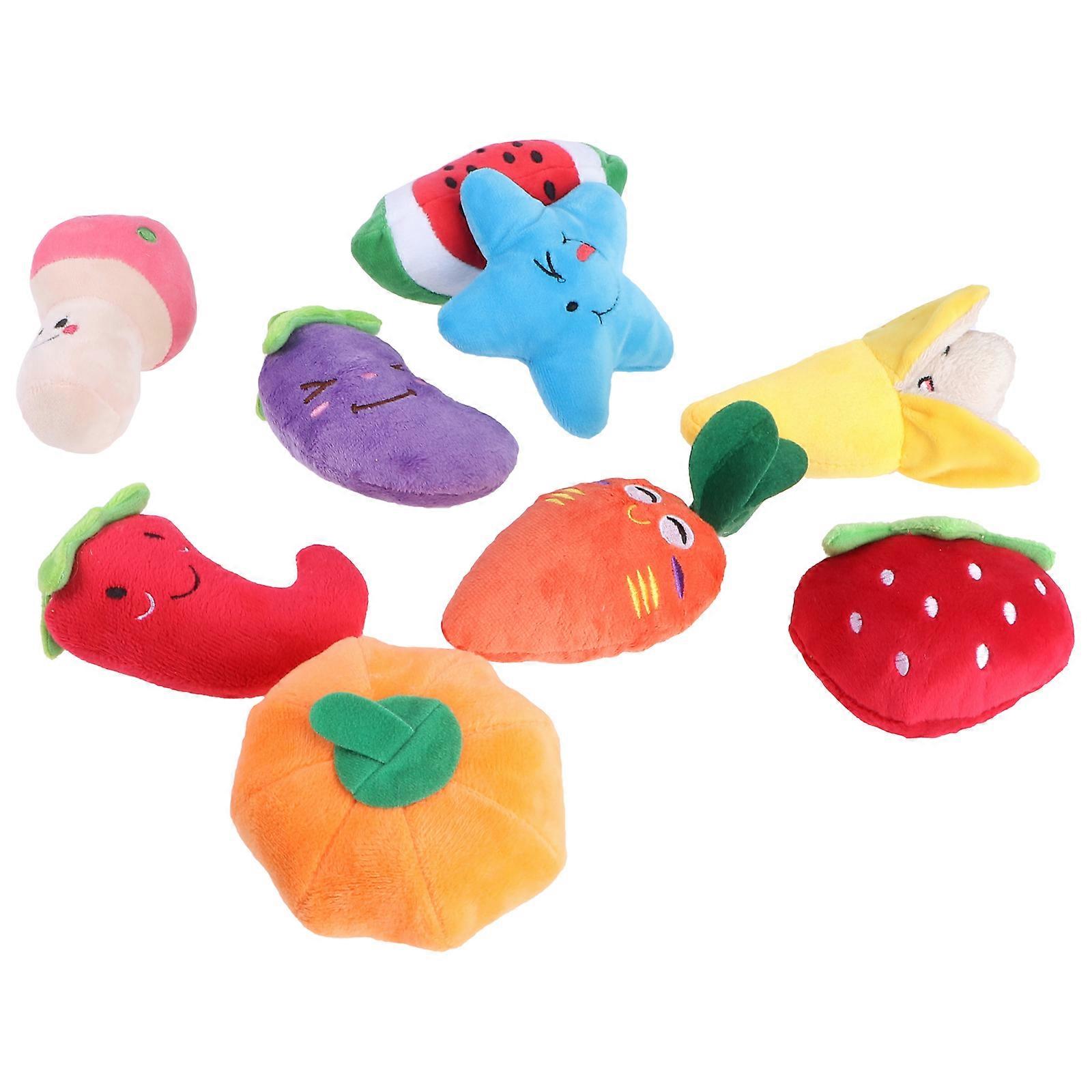 Chewable Plush Dog Toys Carrot Shape Strawberry Shape Watermelon Shape 9Pcs