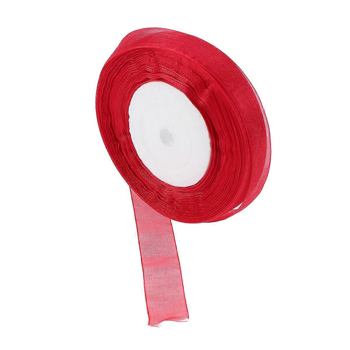Red Sheer Organza Ribbon Roll for Decorating Premium Polyester Elegant Craft Projects 2CM 2 PCS
