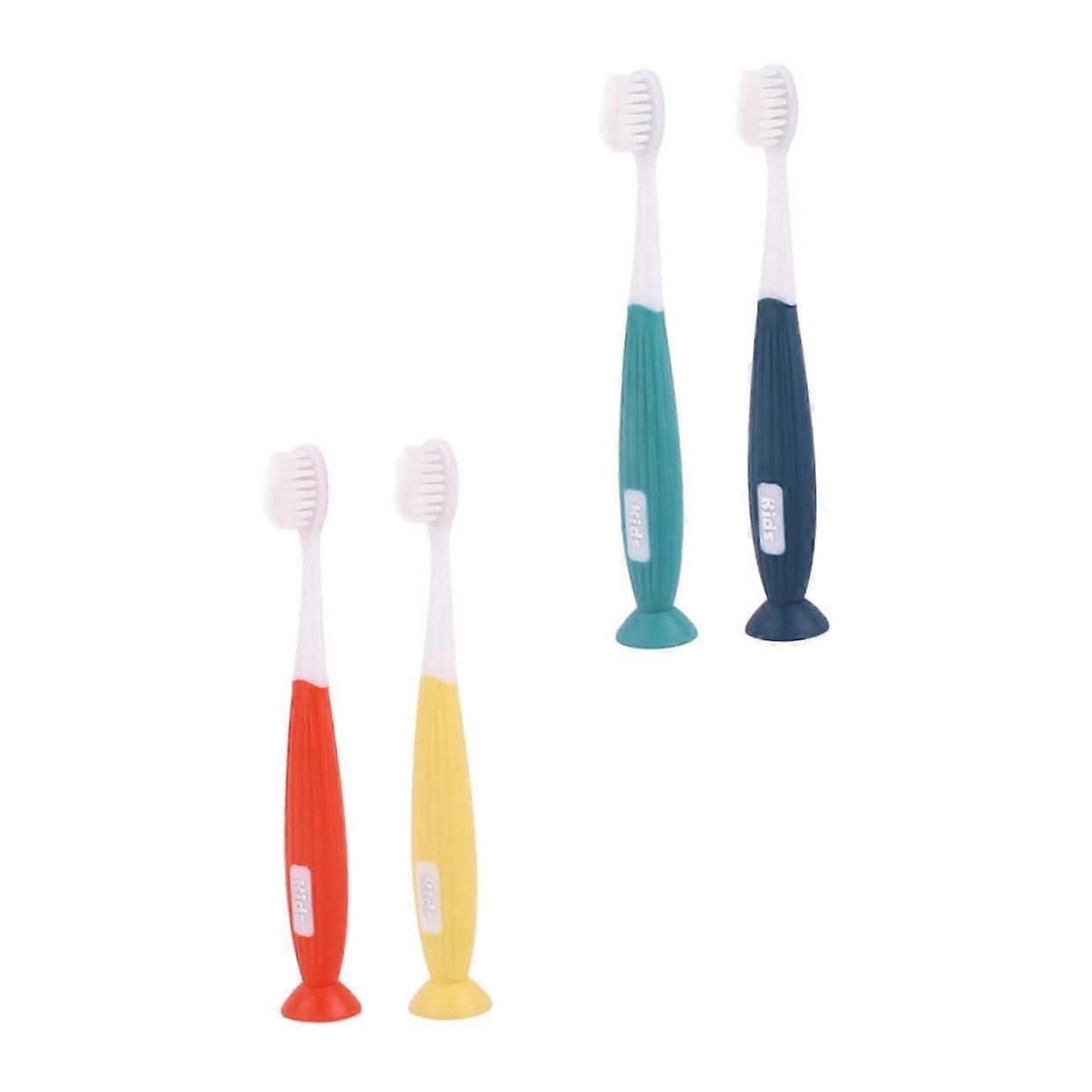 Kids Toothbrushes Set of 4 with Soft Bristles Ergonomic Design for Gentle Cleaning Oral Care for Ages 1 and Up