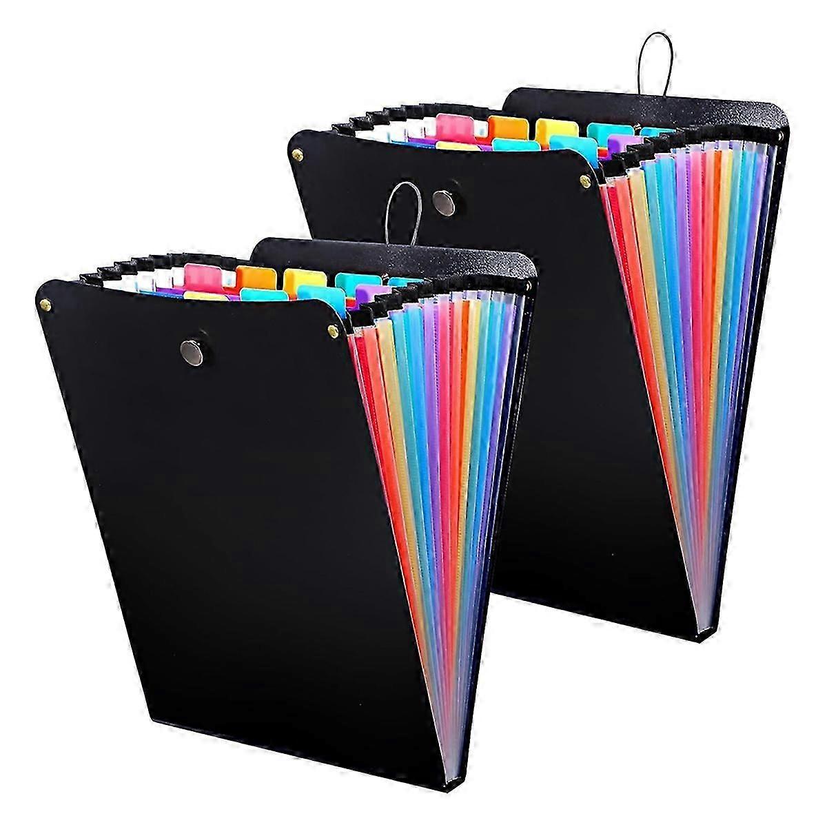 2 Pcs Expanding File Folder, 13 Pockets Vertical File Folder Accordion File Organizer,for Classroom
