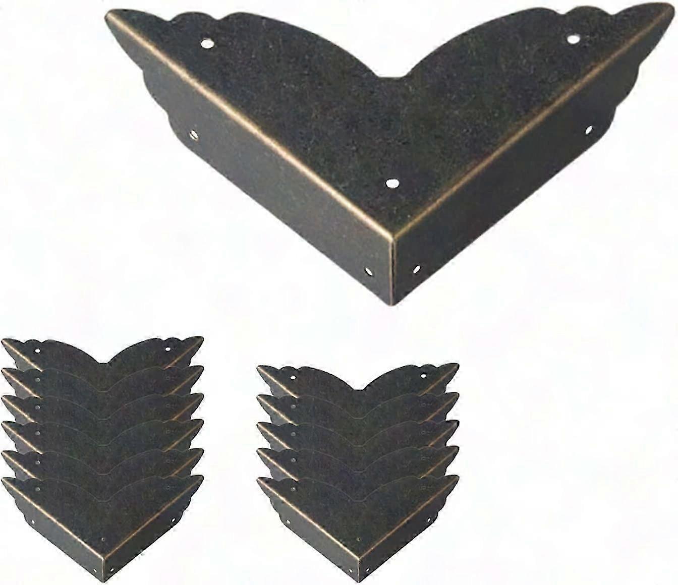 12pcs vintage γωνιακοί φρουροί, αντίκες προστατευτικά άκρων μετάλλων για έπιπλα, γραφείο, στήθος κοσμημάτων &; ξύλινη περίπτωση