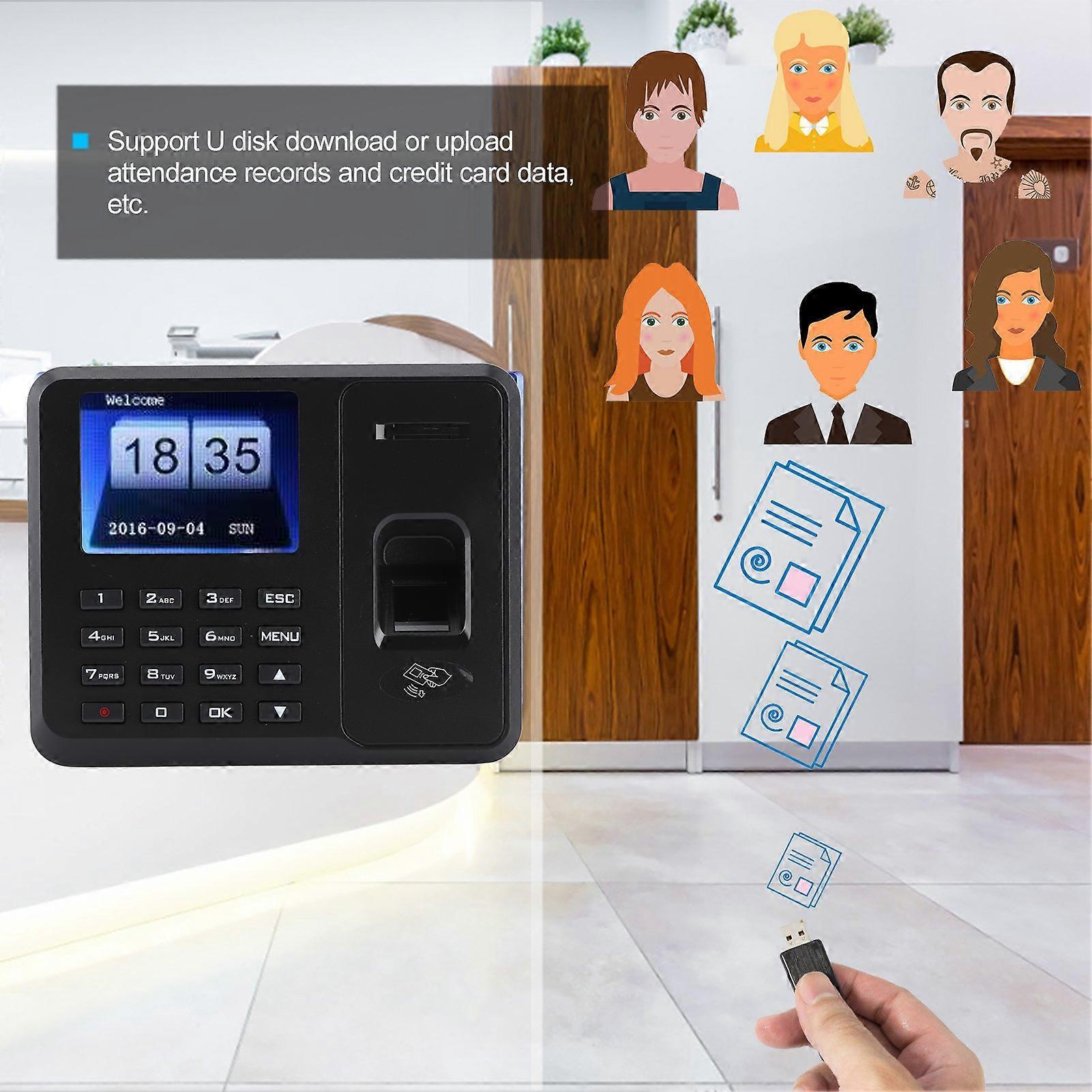 USB Standalone Time Attendance 2.4in TFT LCD Screen Password Fingerprint ID Card Recognition 110‑270VEU Plug