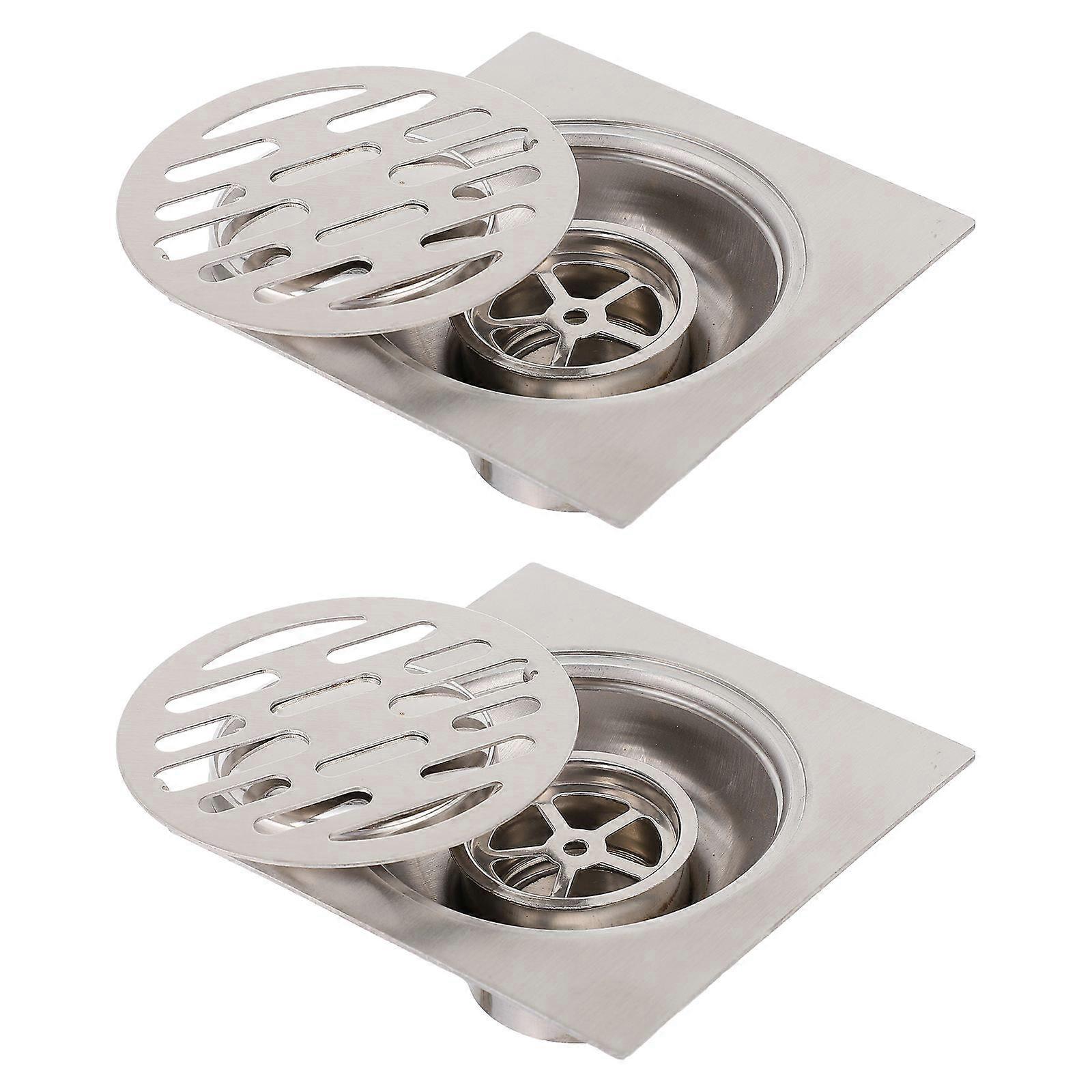 Durable Floor Drain 2Pcs Anti-rust Square Drain Cover For Home Use 10X10CM Prevent Slippery Ground