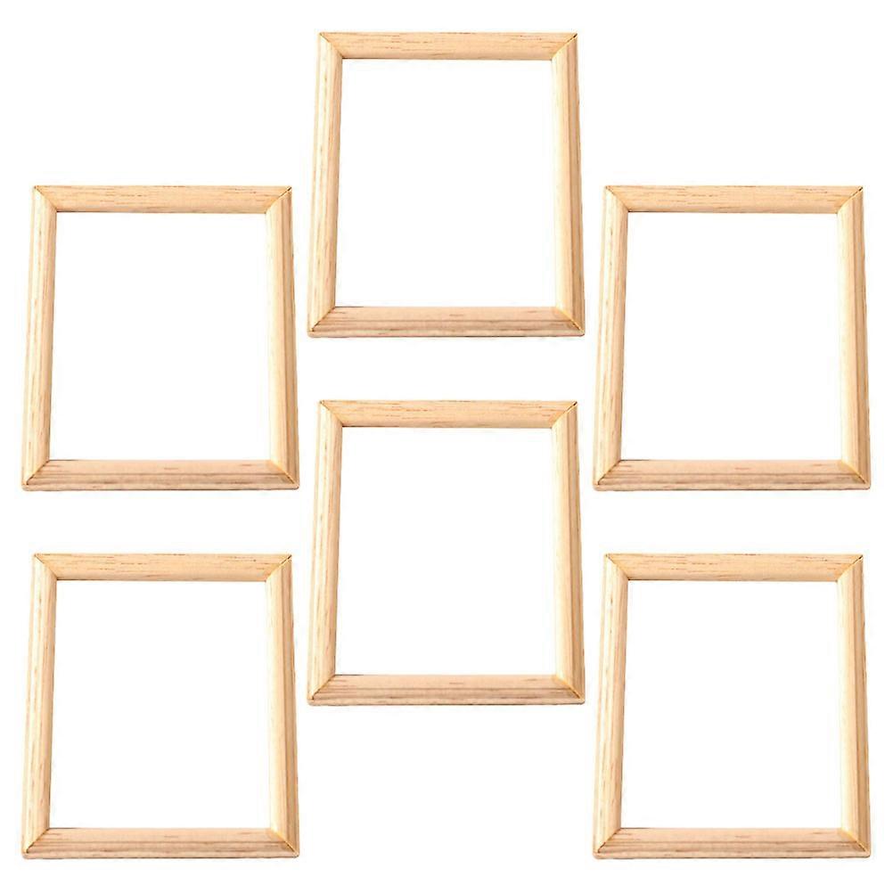 DIY Miniature House Decor Photo Frames for Craft Use Khaki Synthetic Material 6 Pieces