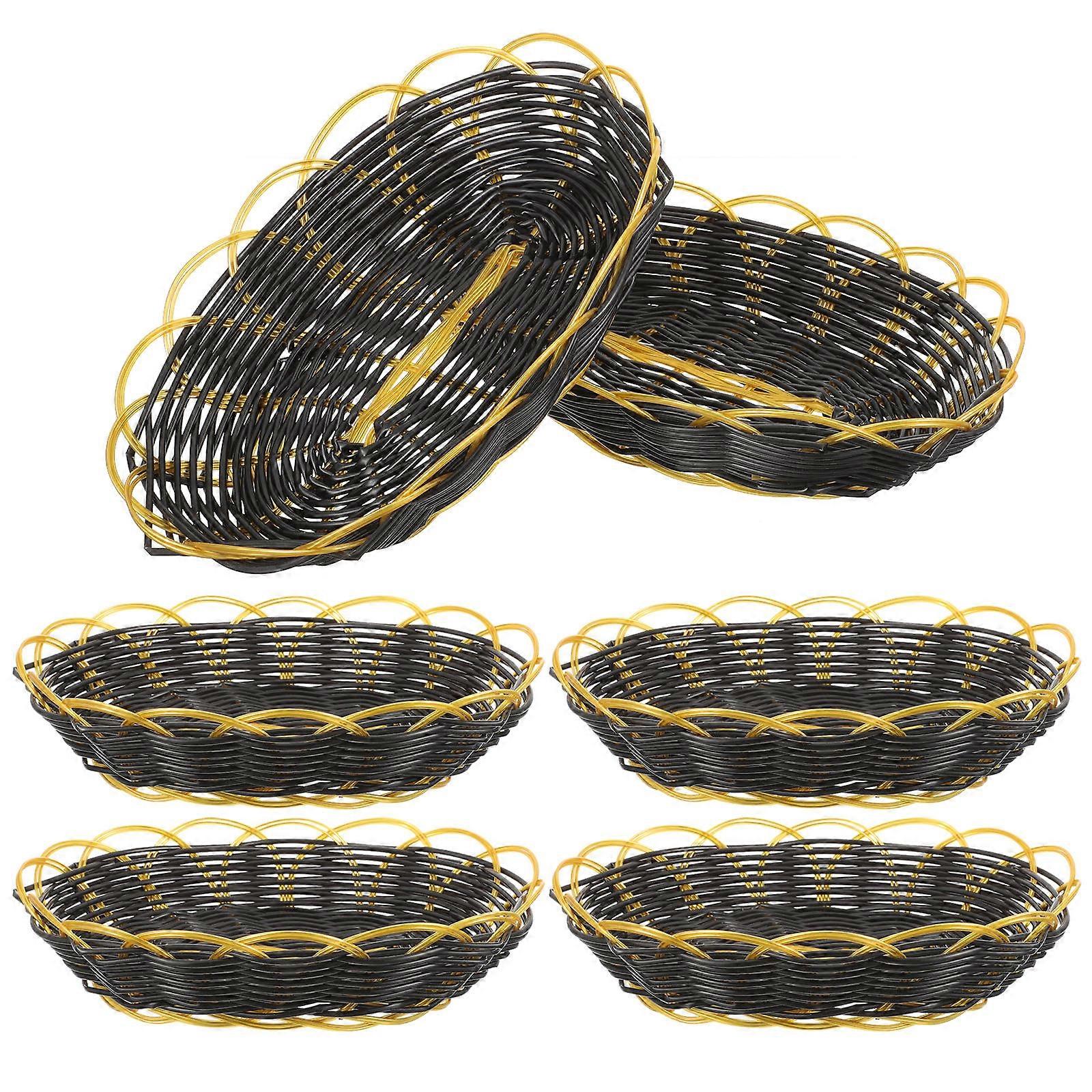 Black Plastic Food Baskets for Storage Use with Durable Quality and Smooth Surface 6 Pieces