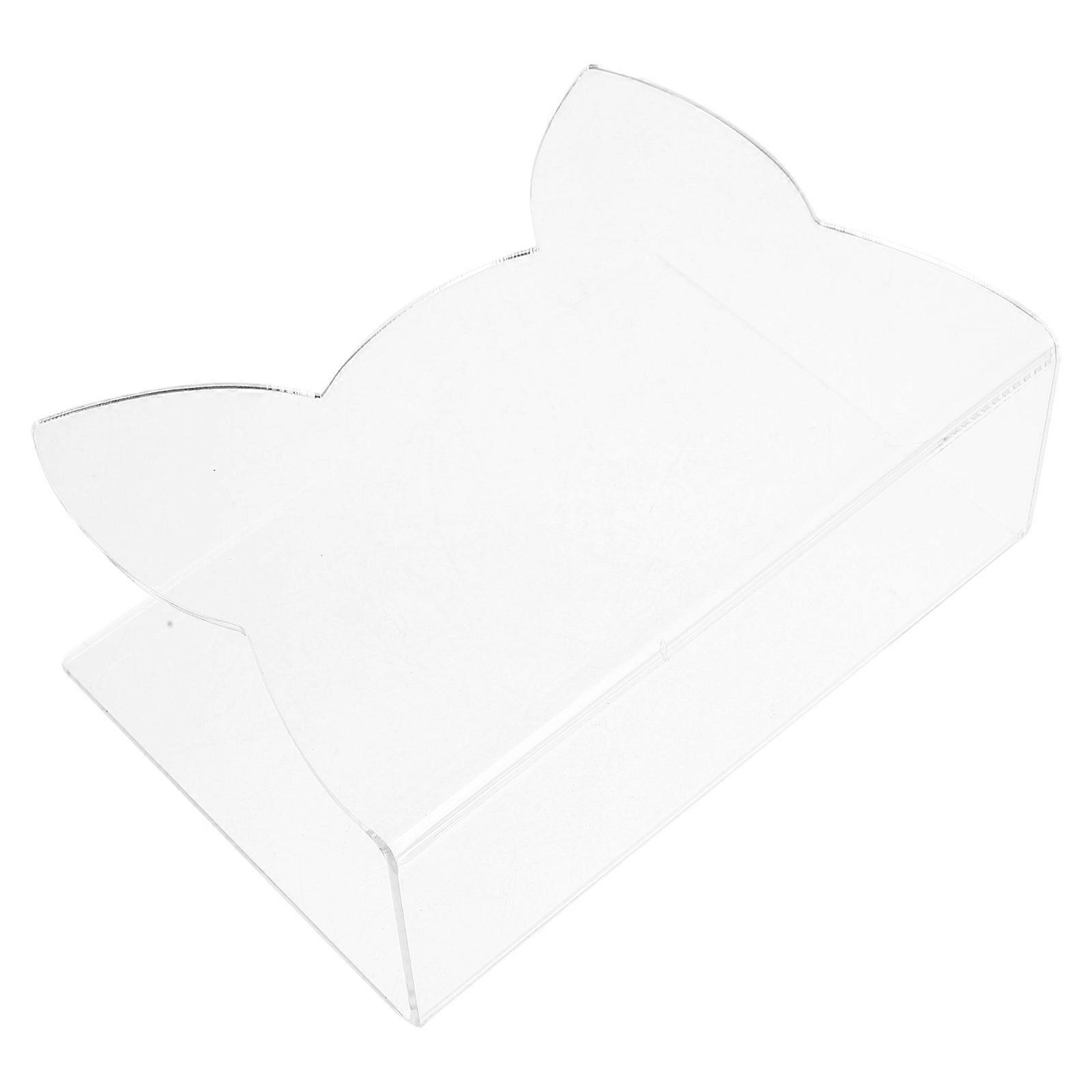 Transparent Acrylic Cat Shaped Mail Organizer for Desk Office Home Study Efficient Letter Holder 10.5 x 3.5 x 7 inches