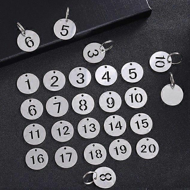 20 Sets Number Tags: Stainless Steel Hollowed Number Key Tags - Metal Keychain Pendants For Office Travel And Outdoor Use (Number 1-20)