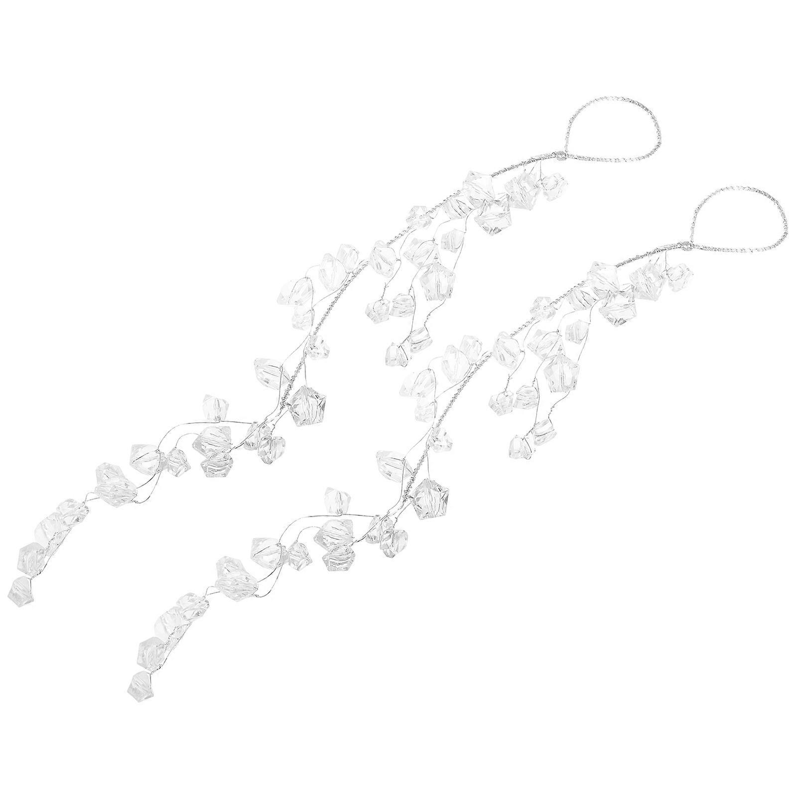 Hanging Diamonds Christmas Tree Ornaments Transparent 30.00X6.00X2.00CM Decorative Function 2Pcs