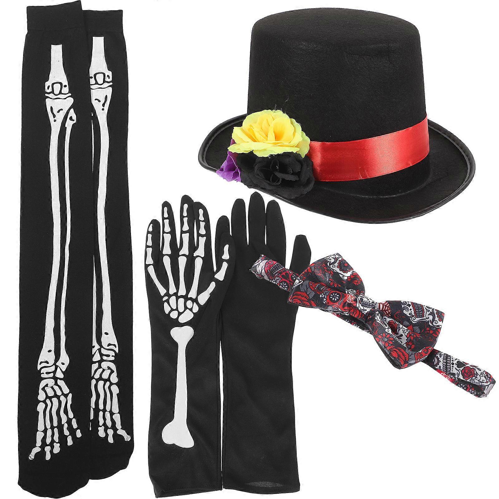 Scene Gloves Halloween Gloves Skull Ornaments Stylish Uniquely Designed Cape Halloween Set 1Set