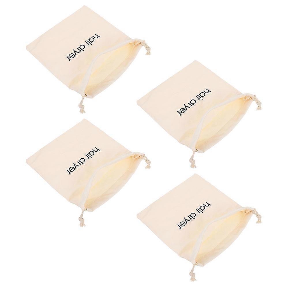 Hair Dryer Bag Travel 4Set Rectangular Drawstring Design Storage Holder Beige 33x30cm Anti-scratch Perfect For General Users