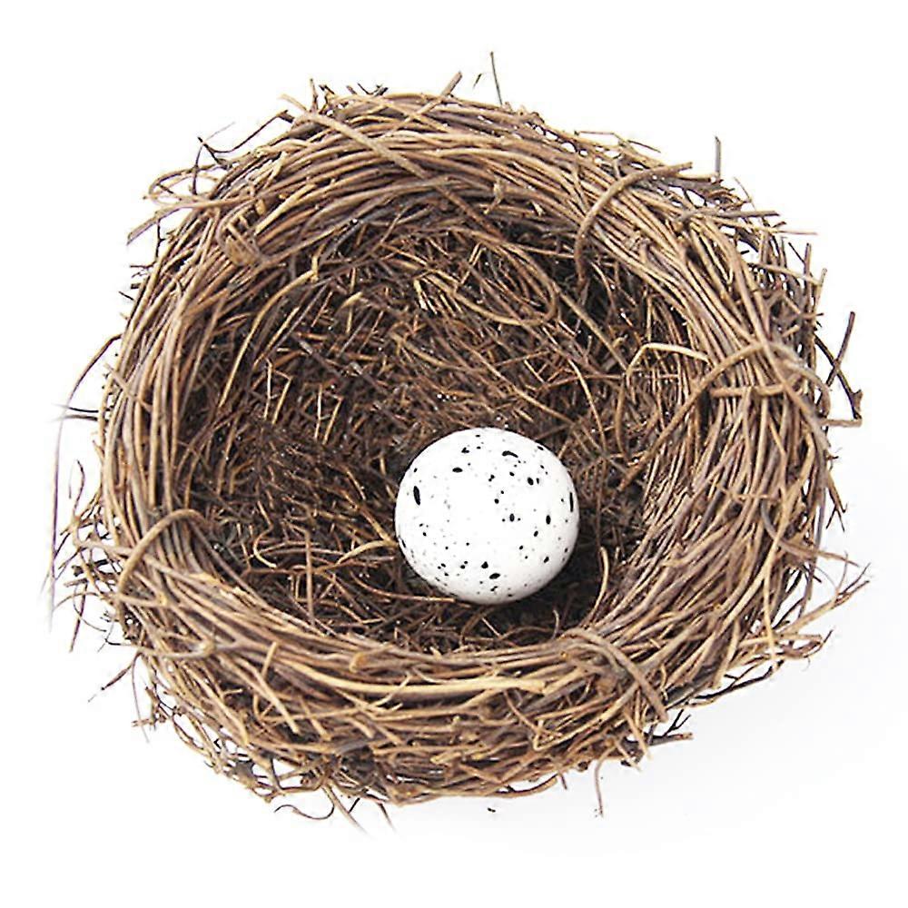 Rattan Bird Nest Artificial Bird Nest with Eggs Decorative for Christmas, Easter, Party Decoration 8CM/3.15' Bird Nest 1 Egg