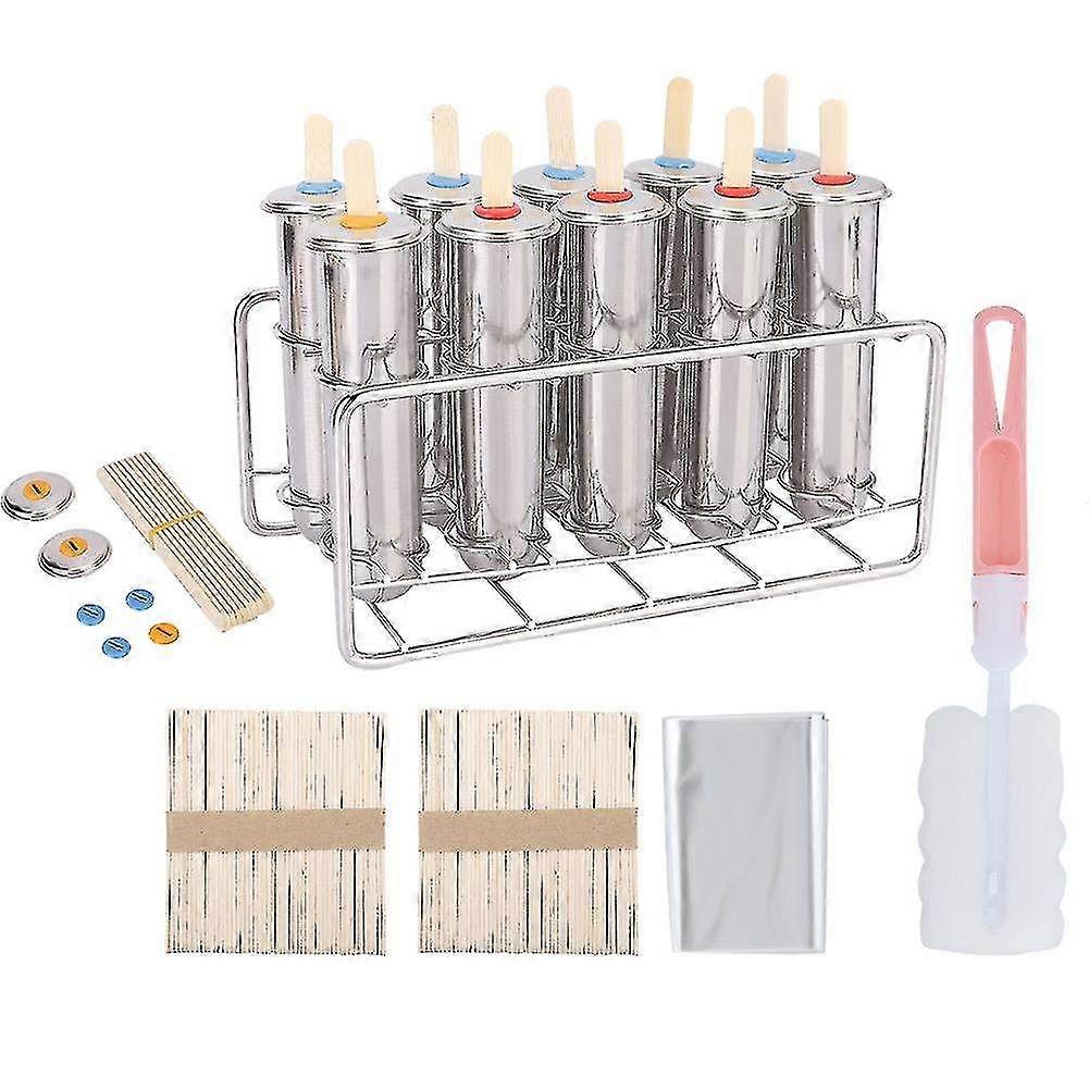 304 Stainless Steel Ice Cream Popsicle Mold Kit for Home Use - Durable DIY Ice Cream Maker with 6 Molds & Easy Release