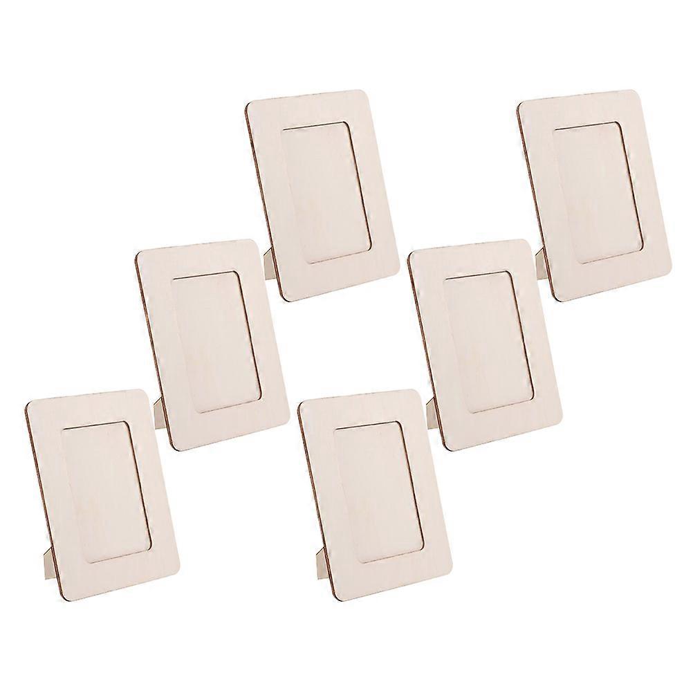 6pcs Unfinished Wooden Photo Frames Blank Picture Frames with Stand Tabletop Wood Picture Frames to Paint for DIY Crafts
