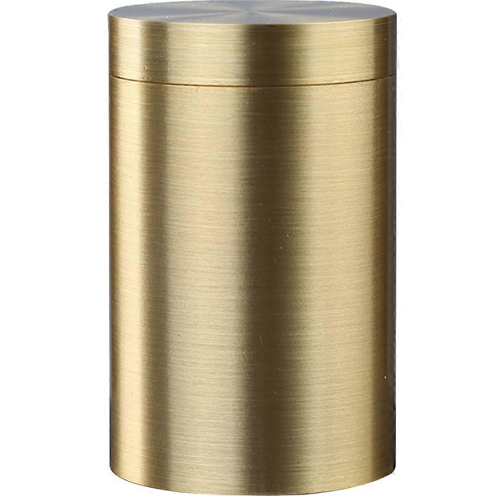 علبة أوراق الشاي النحاسية الذهبية للتخزين النحاس النقي المصنوع يدويا مع لمسة نهائية مصقولة 7 أونصة