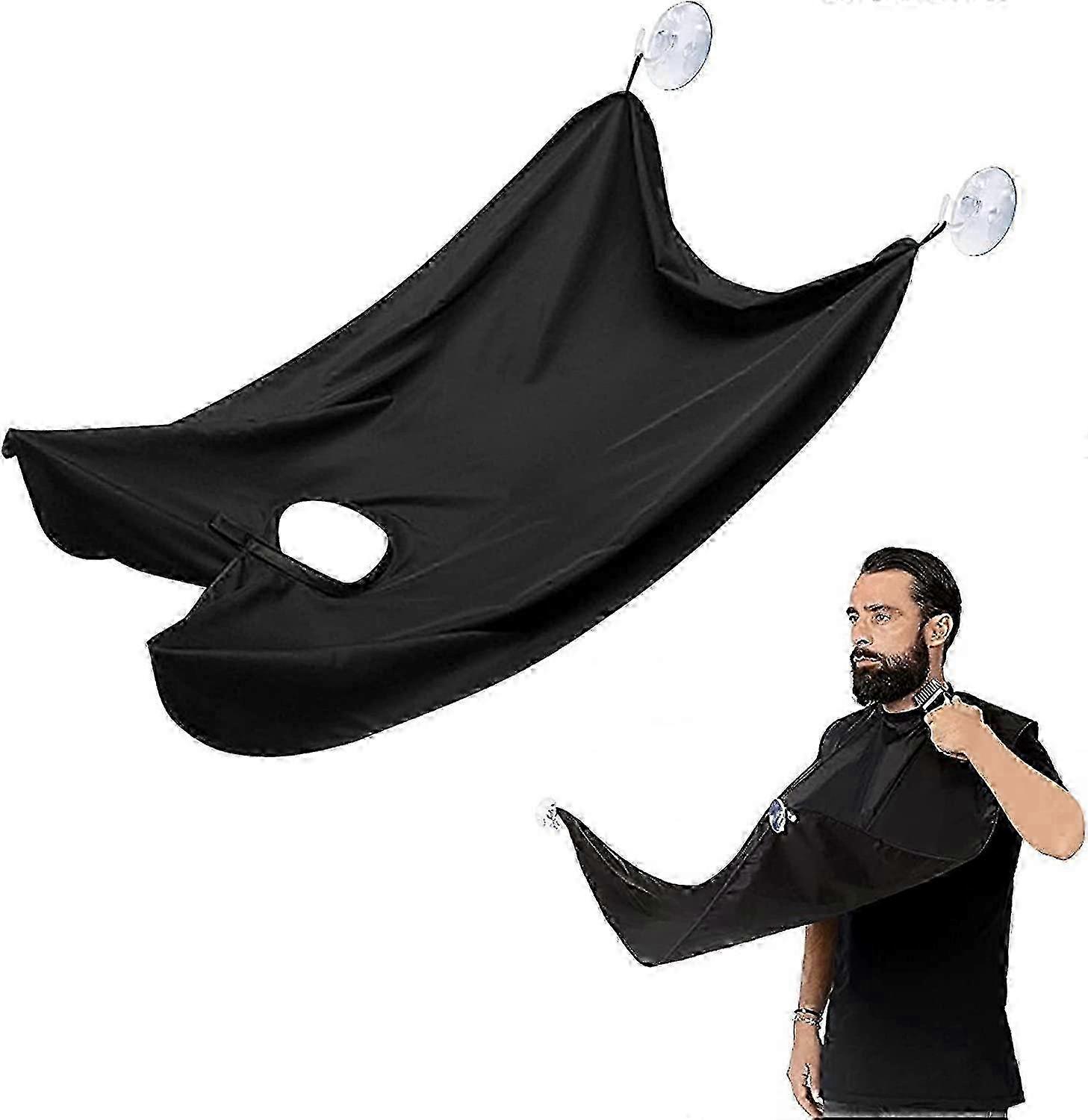 Beard apron with 2 suction cups for cleaning the bathroom - Black