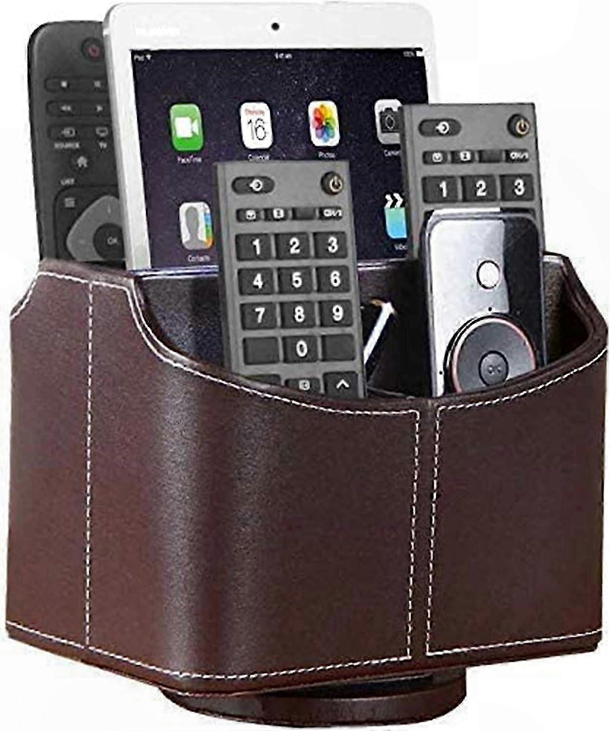 Rotatable Storage Box for Remote Controls, 360 Degrees, PU Leather Material