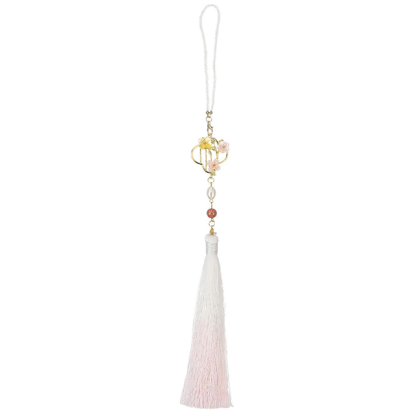 Chinese Knot Tassel Decoration For Ladies Backpack Daily Use 30X3X0.5Cm Pink 1Pc