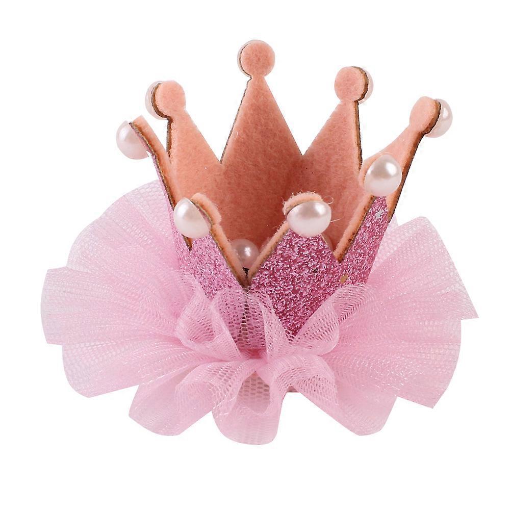 مشابك الشعر للفتيات تصميم بسيط ثلاثي الأبعاد تاج قبضة الشعر مناسبة للحفلات الوردي 1 مجموعة