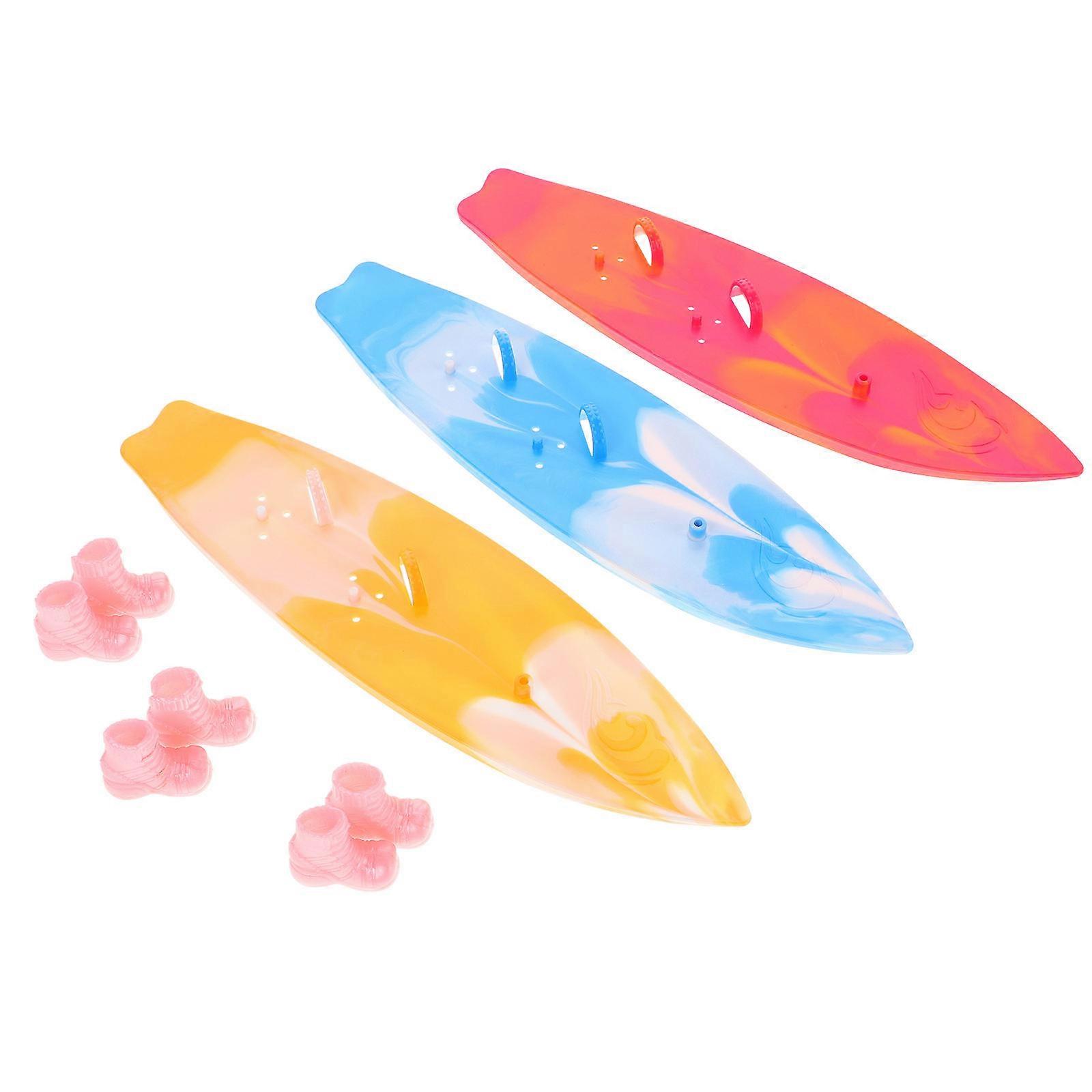 3pcs Mini Surfboard Models with Plastic Surfer Dolls for Cake Toppers, Beach Party Decorations, and Ocean Theme Displays for Adults