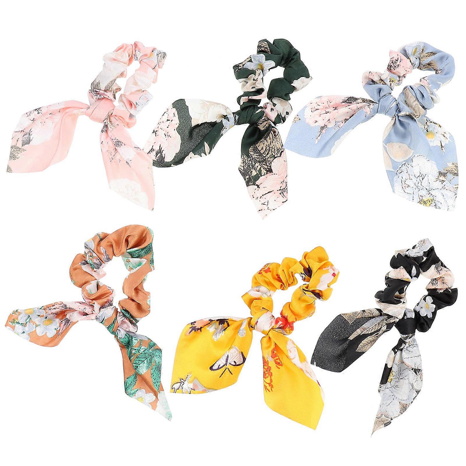 6PCS Elastic Bunny Ears Hair Scrunchies for Women – Stretchable, Comfortable, and Durable Ponytail Holders for Stylish Hairstyles on All Occasions
