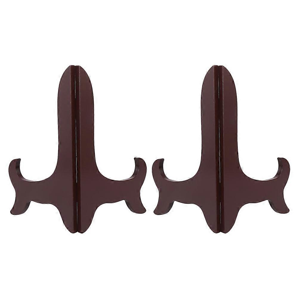 Wooden Display Stand for Photos Plates and Books Brown Color Stable Base Design Lightweight and 2 Pieces