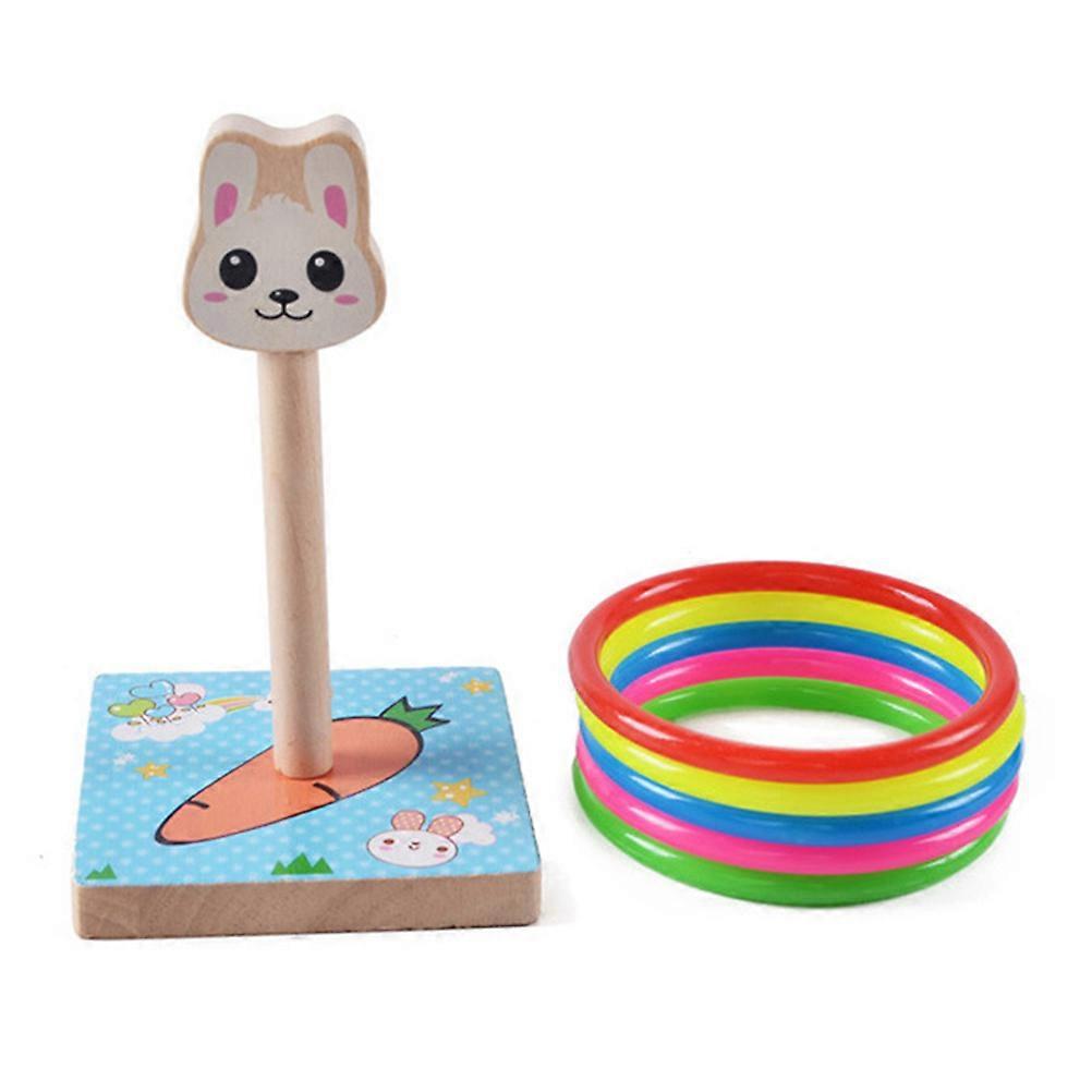 Animals Toss Game Jungle Wooden Ring Toss Game For Kids Assorted Color Early Development Family Gathering 1Set