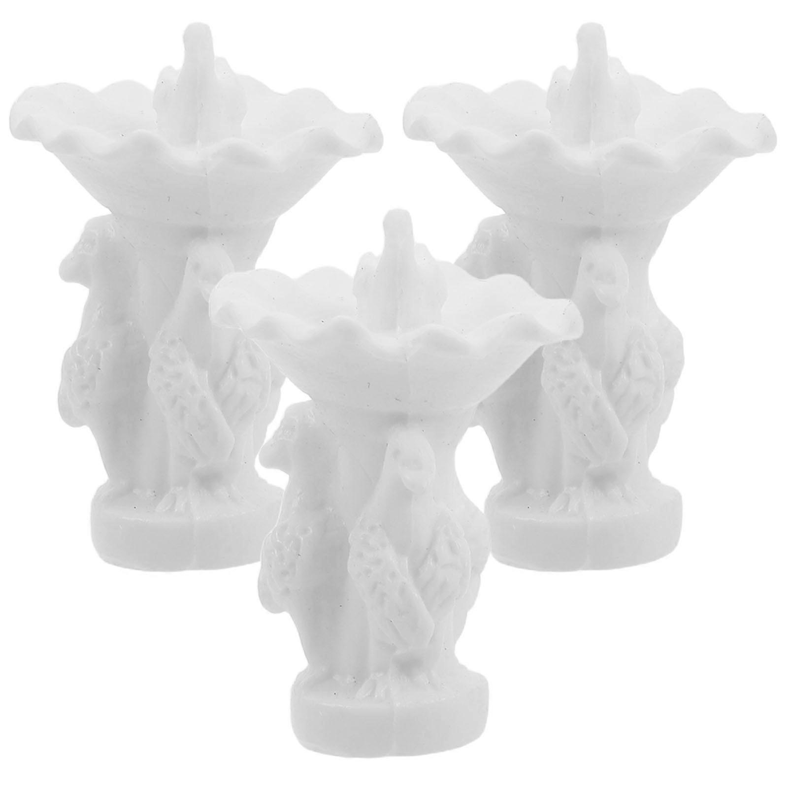 Mini House Adornment 3Pcs Dollhouse Fountain Props Architectural Model Landscape Modeling Miniature Architectural Scene White Resin