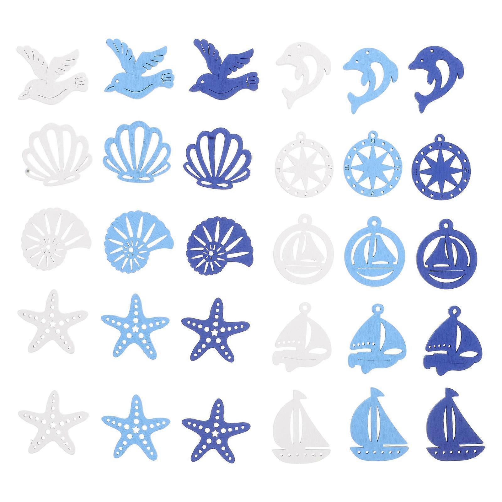 100pcs Coastal Wooden Craft Cutouts – Sea Shells & Beach Embellishments for DIY Crafts, Mediterranean Style Home Decor, Table Centerpieces & Wall Art