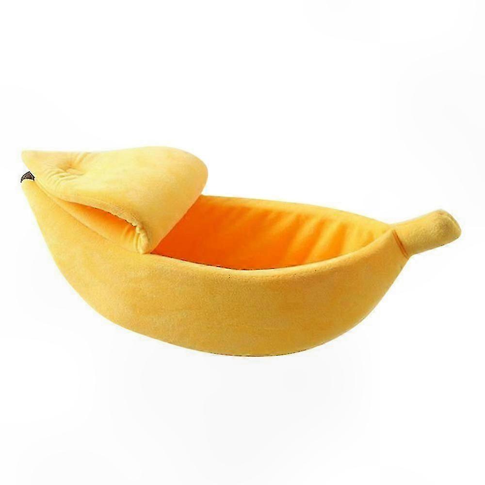 Small Pet Bed Banana Shape Fluffy Warm Soft Plush Breathable Bed Banana Cat Bed