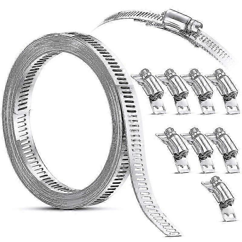 304 Stainless Steel Worm Clamp Hose Clamp Strap With Fasteners Adjustable Diy Pipe Hose Clamp Ducting Clamp 115 Feet