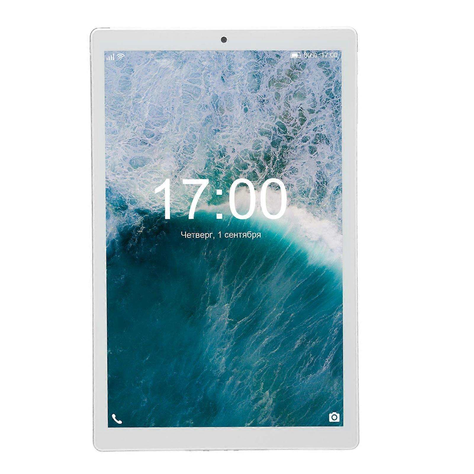 10 Inch Tablet 3 and 64G Memory 6000mAh Battery Octa Core 128GB Expand Tablet with 3G Network and WIFI for Android 11 Silver US Plug