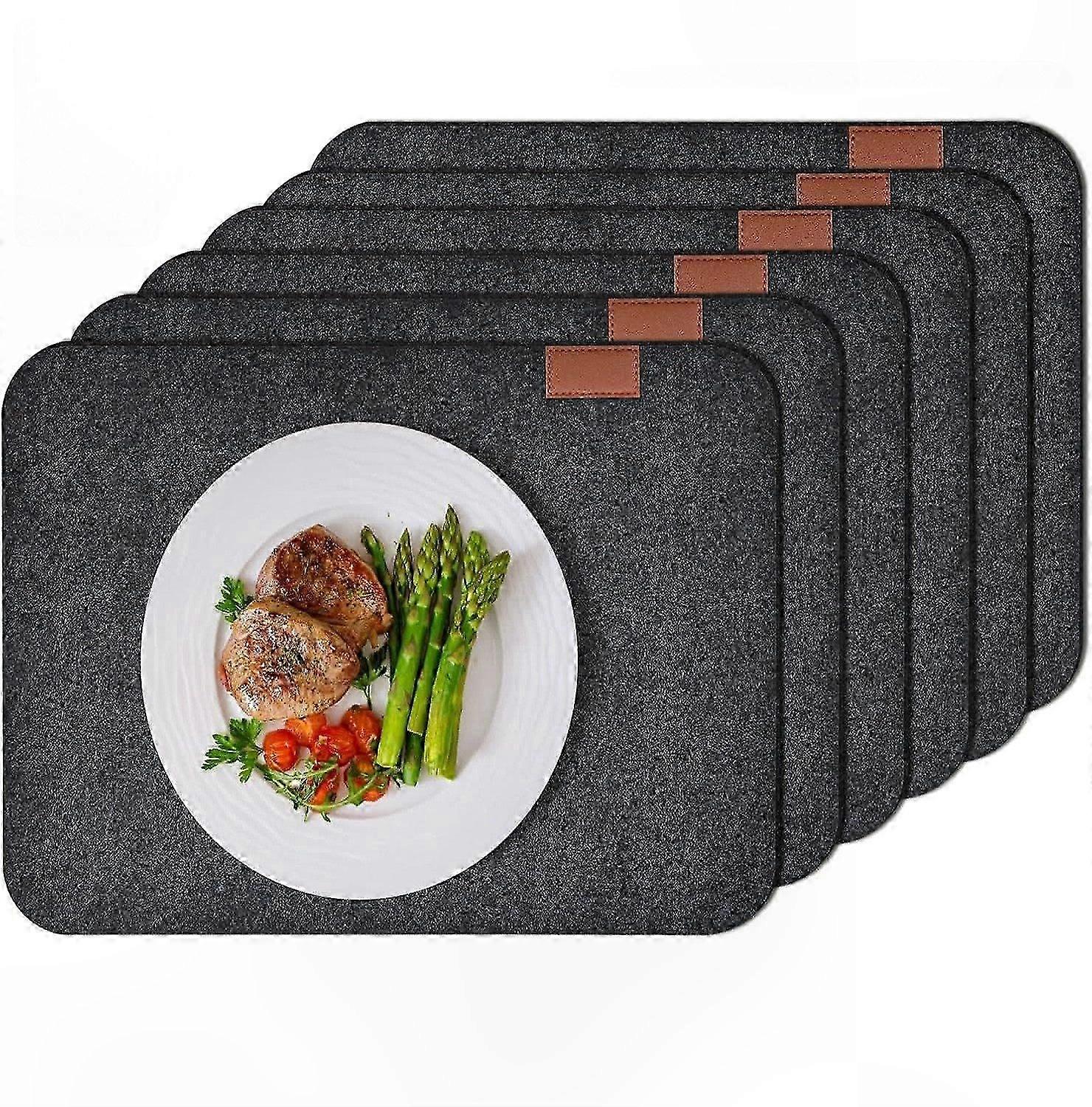 Set of 6 Felt Placemats, Rectangular 44x32 cm, Stylish Dining Table Mats for Everyday Use
