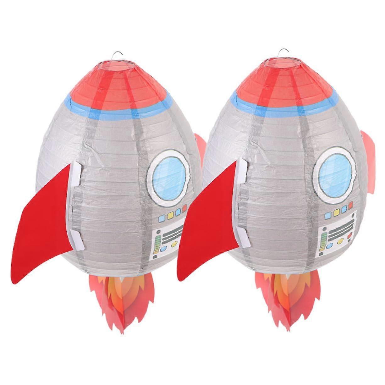Space Theme Paper Lanterns Rocket Hanging Ornaments for Birthday Parties Home Decor